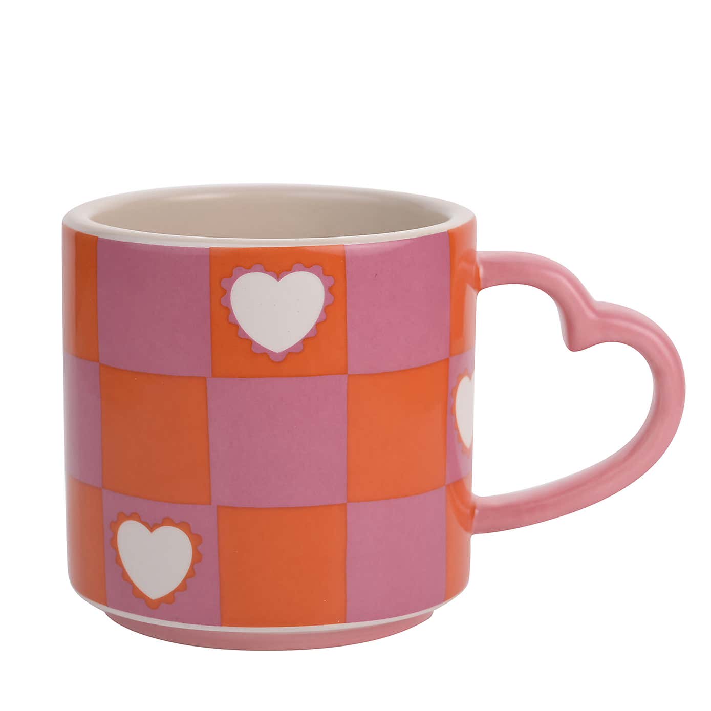 Raspberry Blossom Chequer and Heart Mug