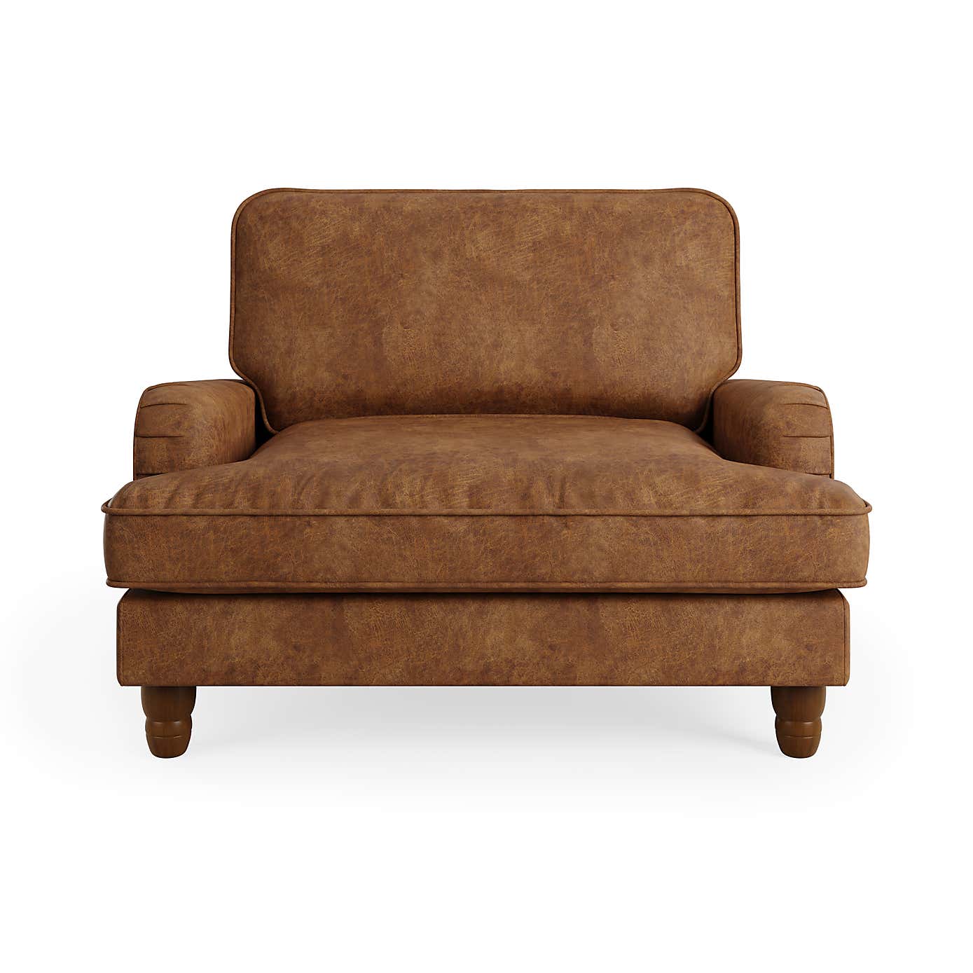 Beatrice Snuggle Sofa, Relaxed Faux Leather