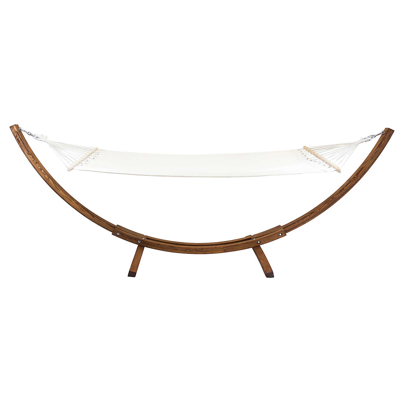 Wooden Hammock With Arc Stand Cream Canvas