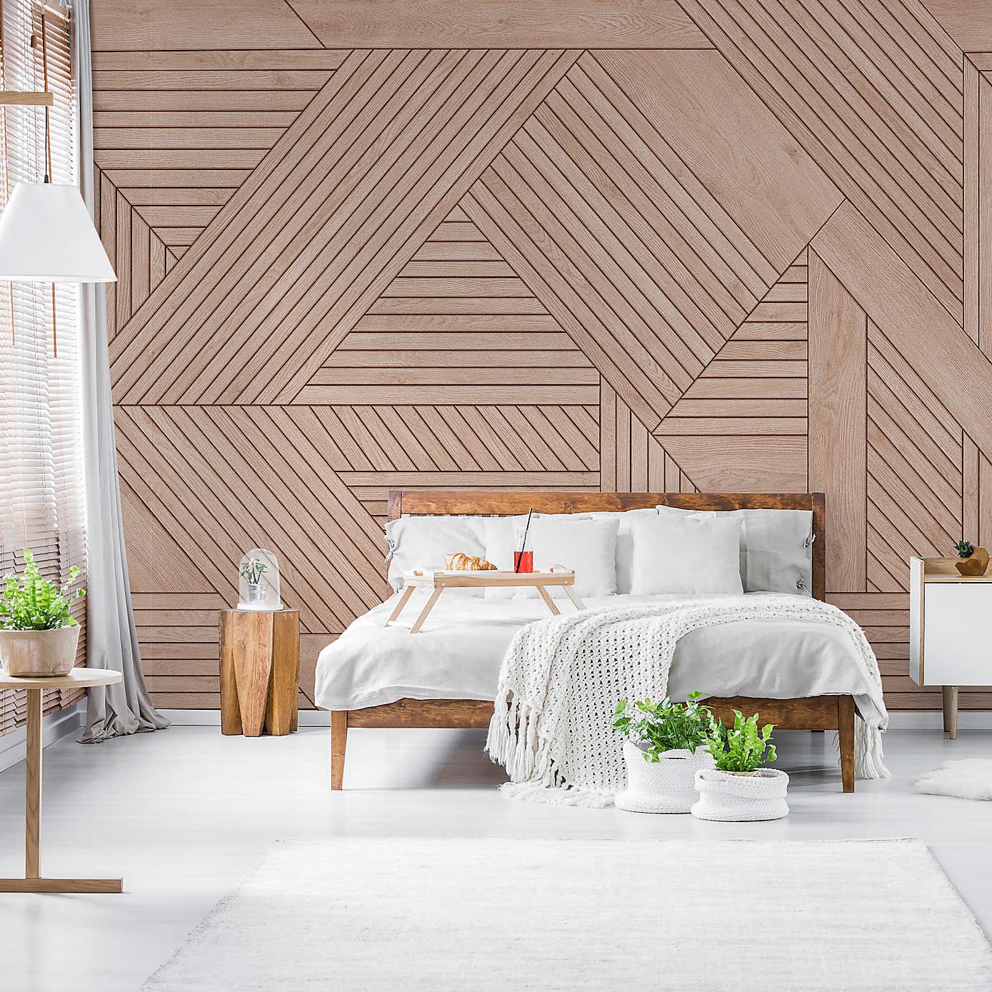 Geometric Wooden Panelling Mural