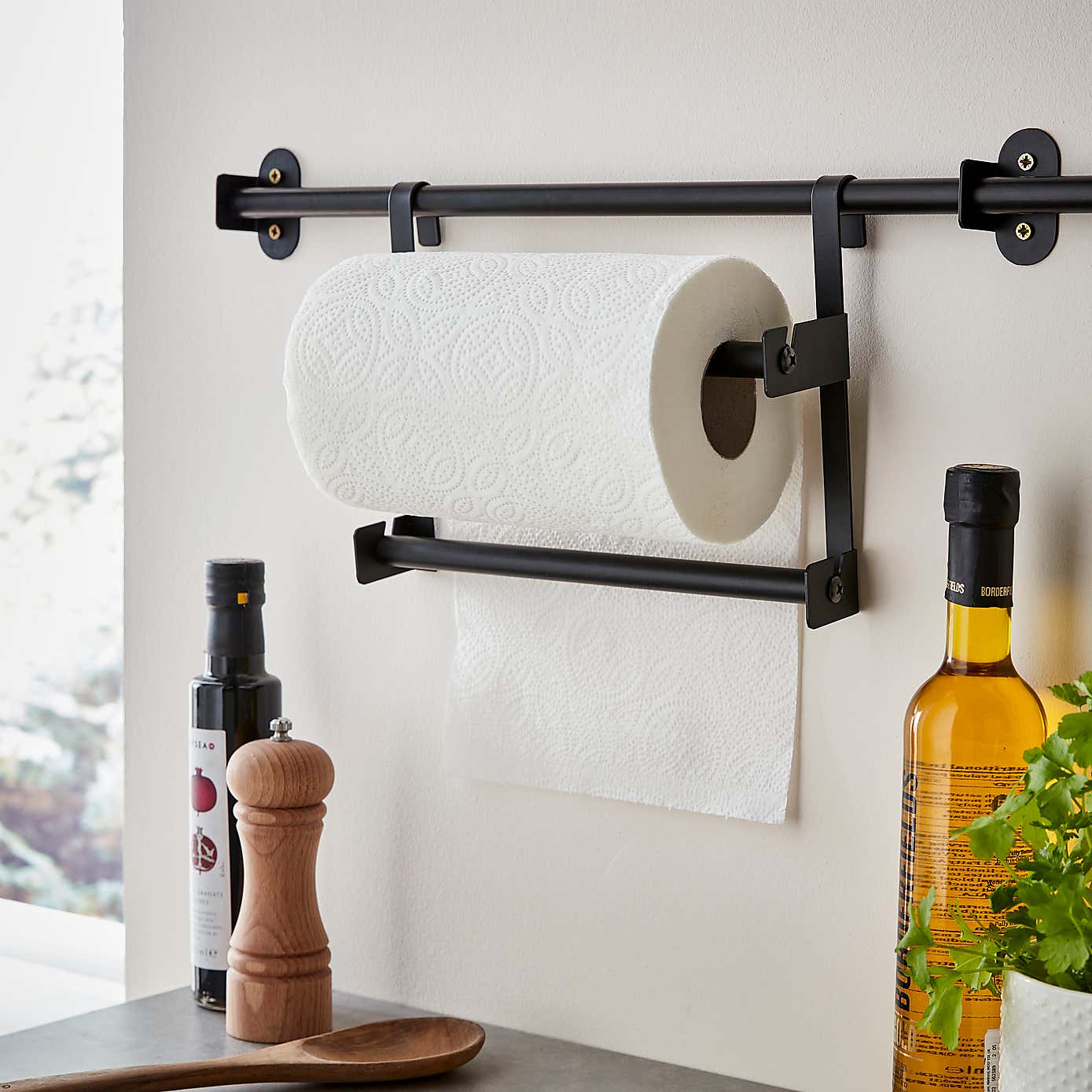 Matt Black Hanging Kitchen Roll Holder