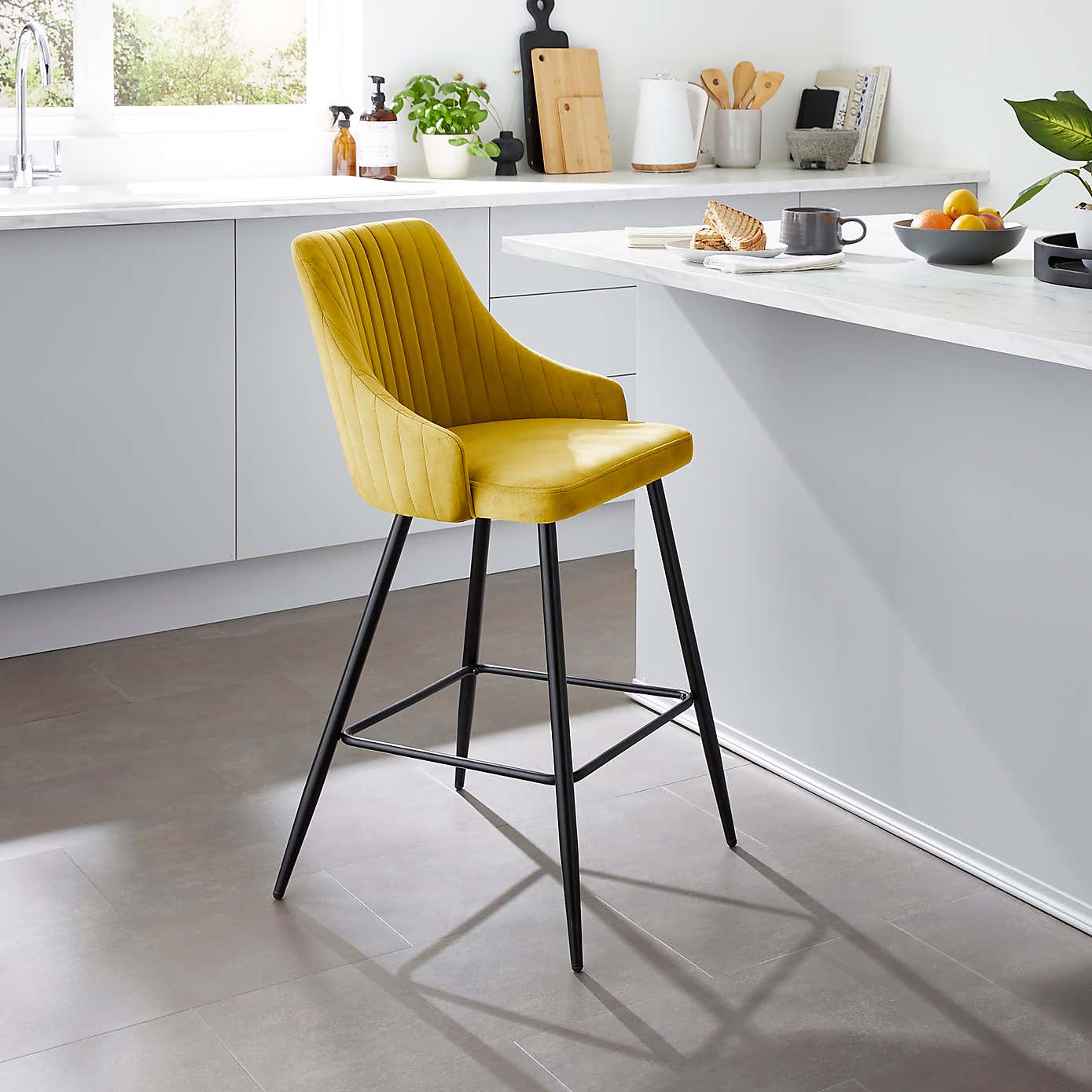 Shea Bar Stool, Velvet