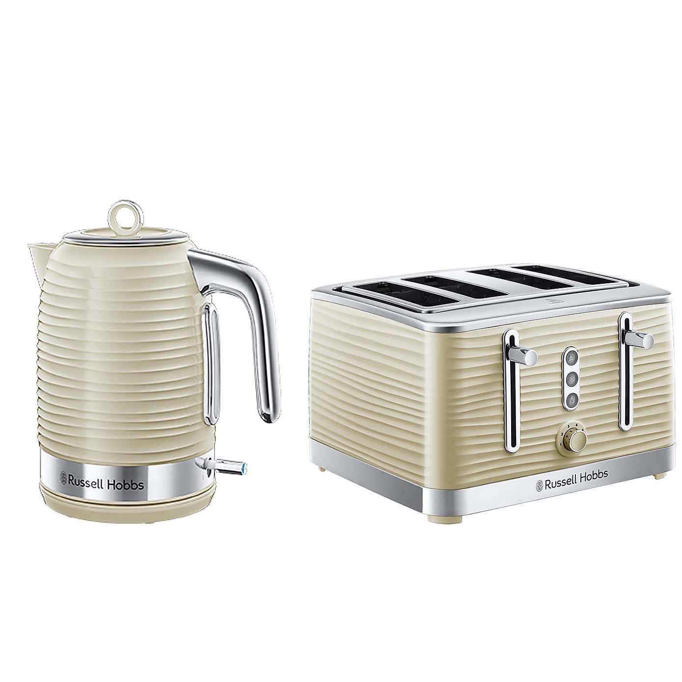 Russell Hobbs Inspire Cream Kettle & 4 Slice Toaster