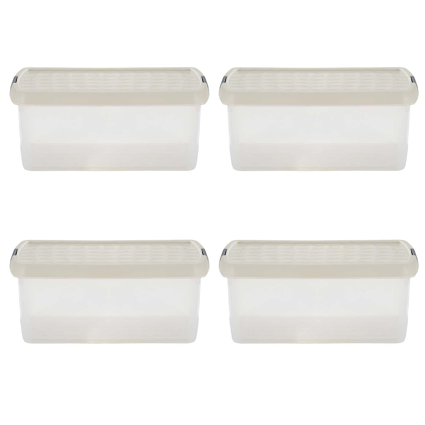 Wham Clip Pack of 4 Rectangle Storage Boxes With Lids