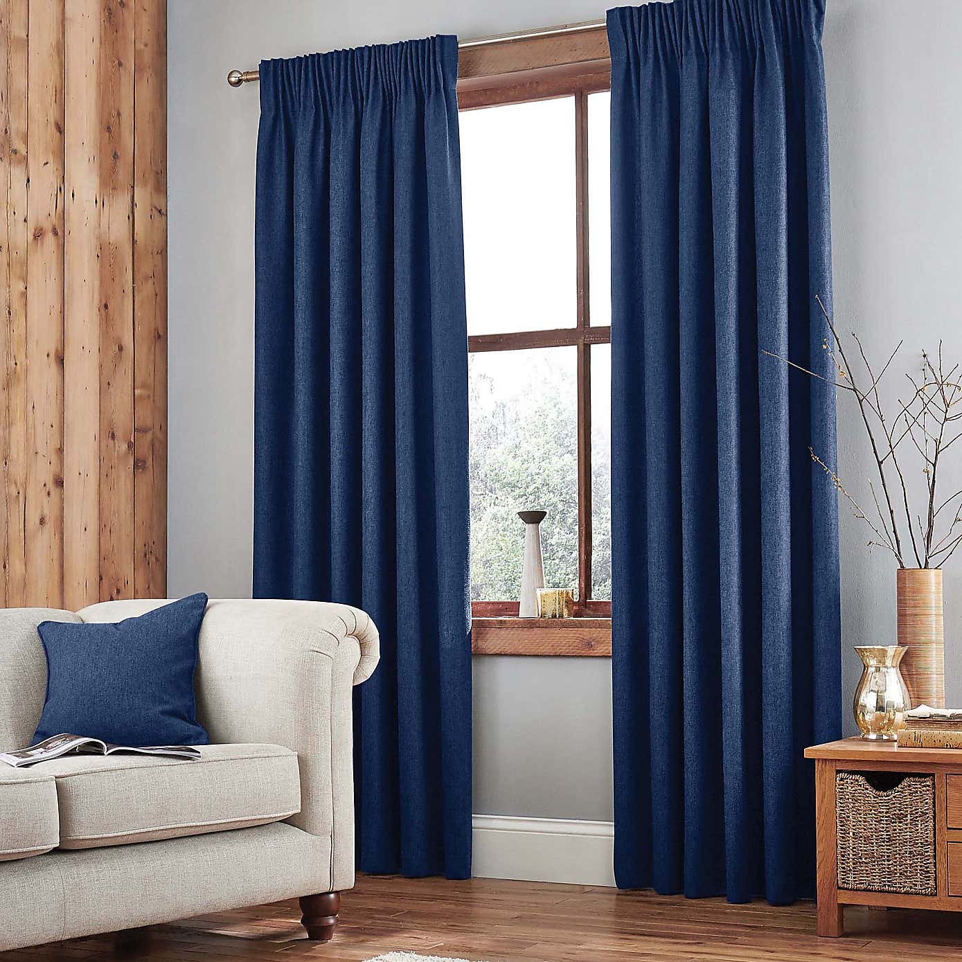 Jennings Natural Thermal Pencil Pleat Curtains