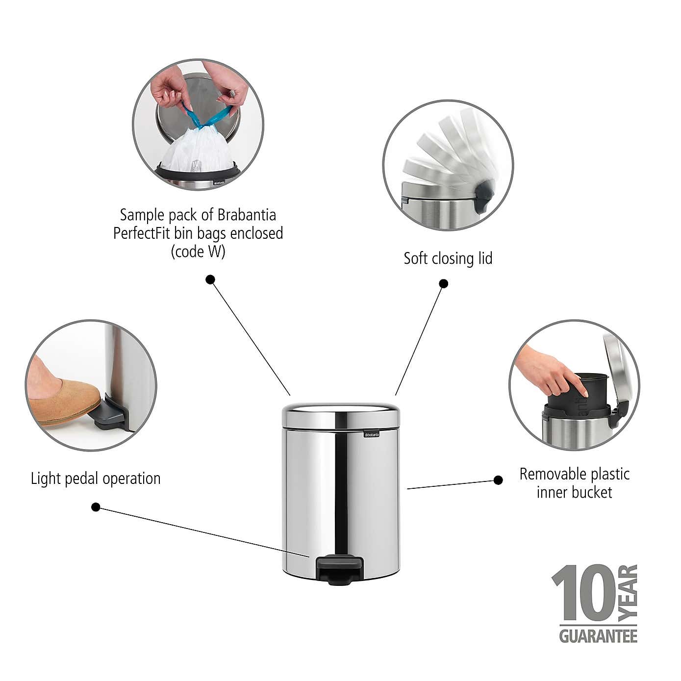 Brabantia NewIcon 5L Pedal Bin