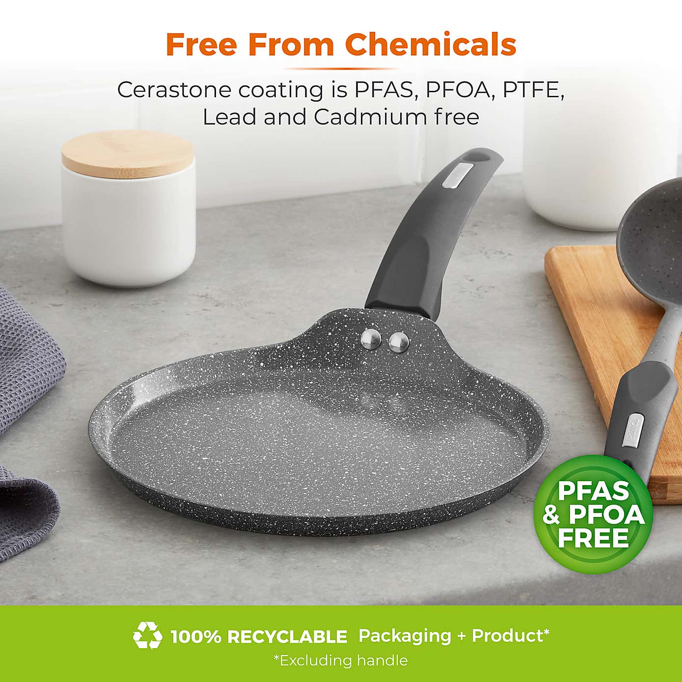 Tower Cerastone Non-Stick Forged Aluminium Pancake Pan, 25cm