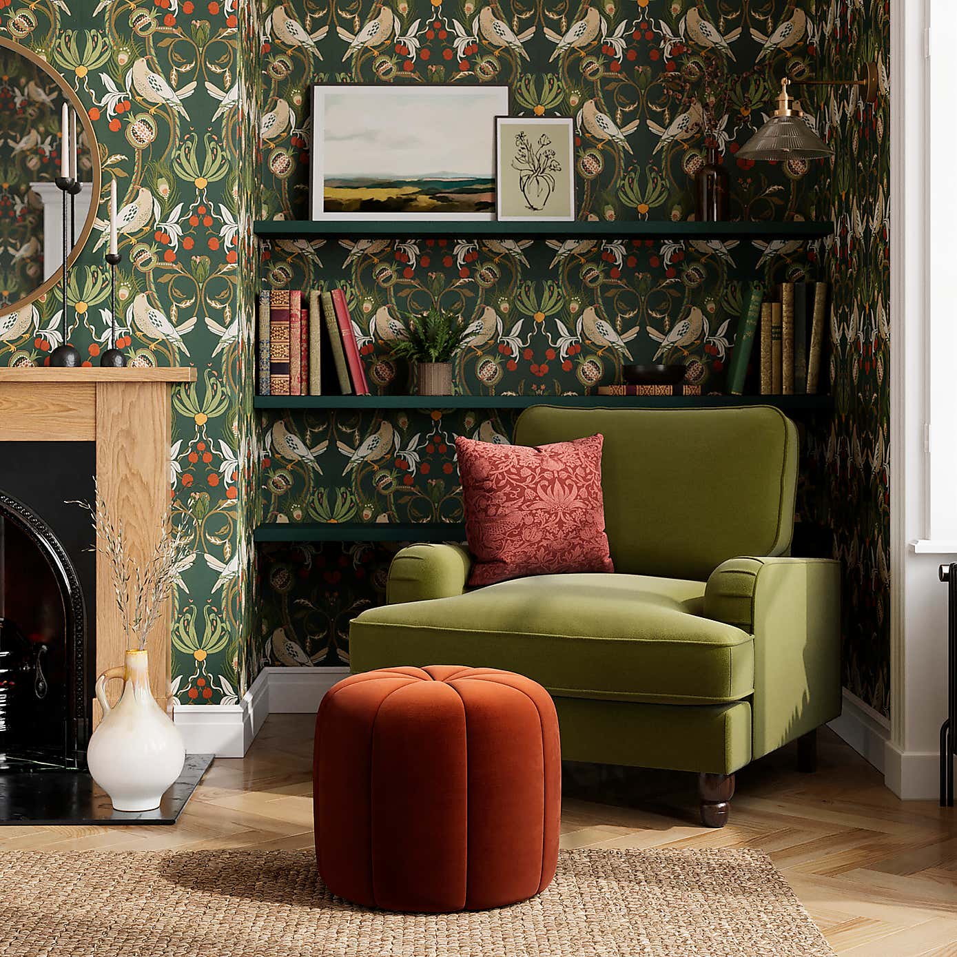 Pumpkin Velvet Footstool