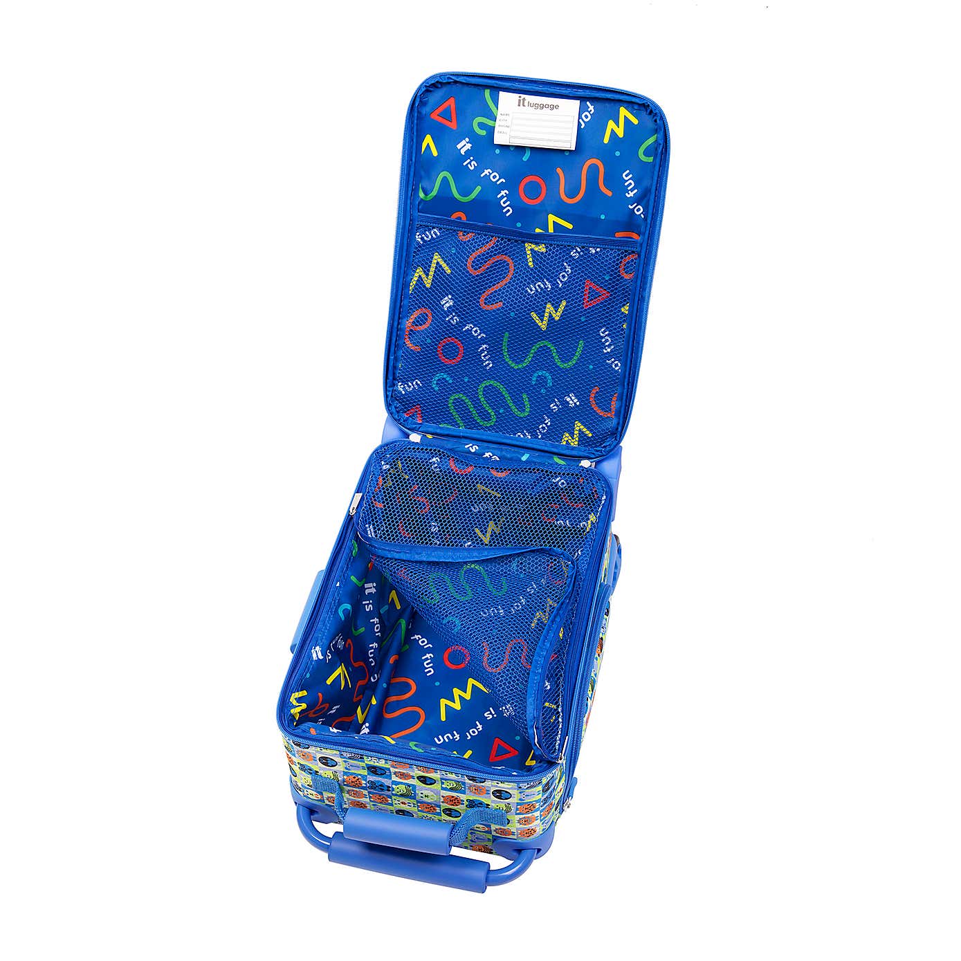 IT Luggage Curiosity Soft Shell Kiddies Minimals Blue Suitcase