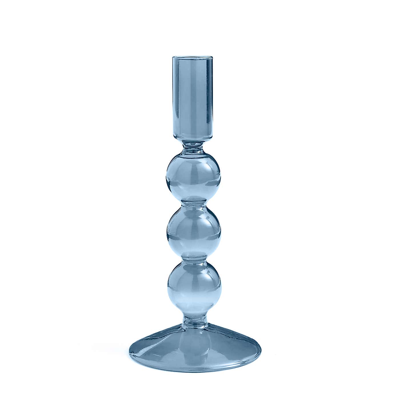 3 Ball Glass Candlestick Holder