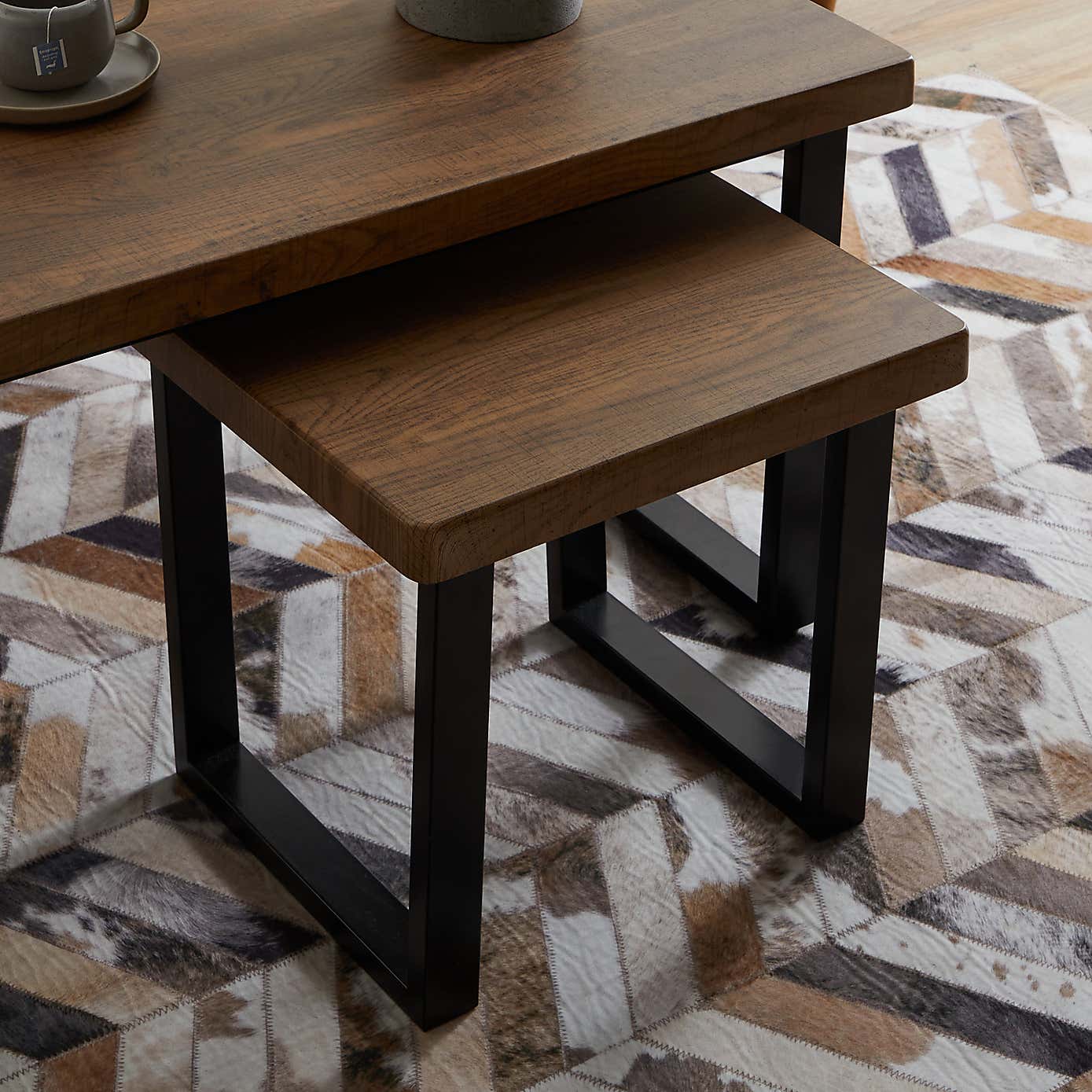 Freddie Rustic Wood Effect Nest Coffee Table