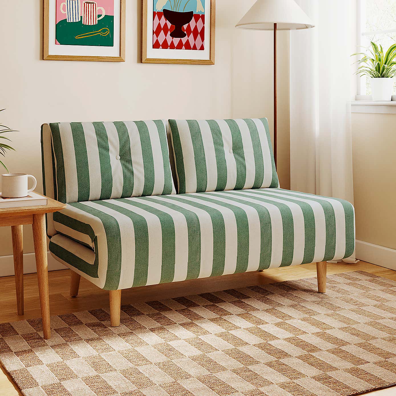 Phoebe Woven Stripe Small Double Sofa Bed