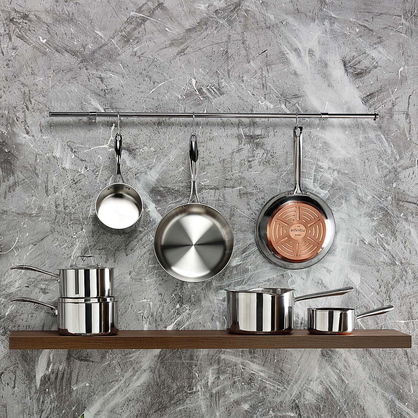 Copper Base Non-Stick Stainless Steel 3 Piece Pan Set