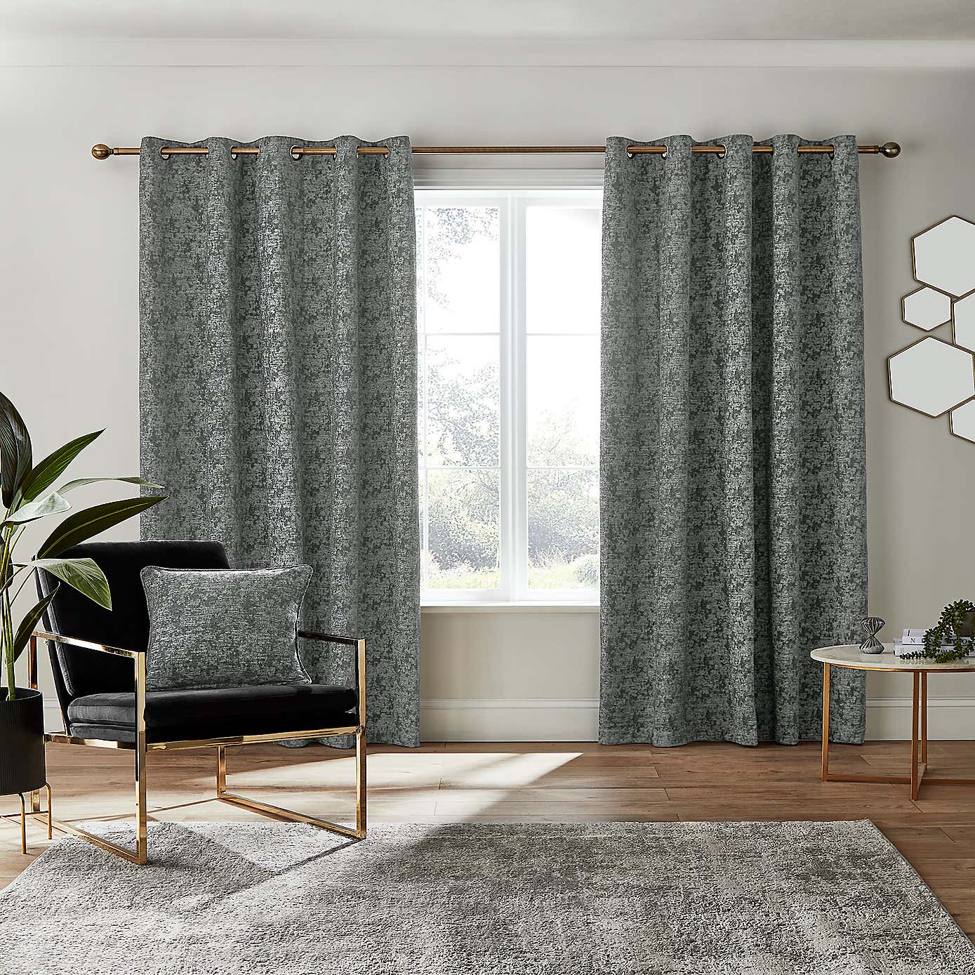 Mottled Chenille Eyelet Curtains