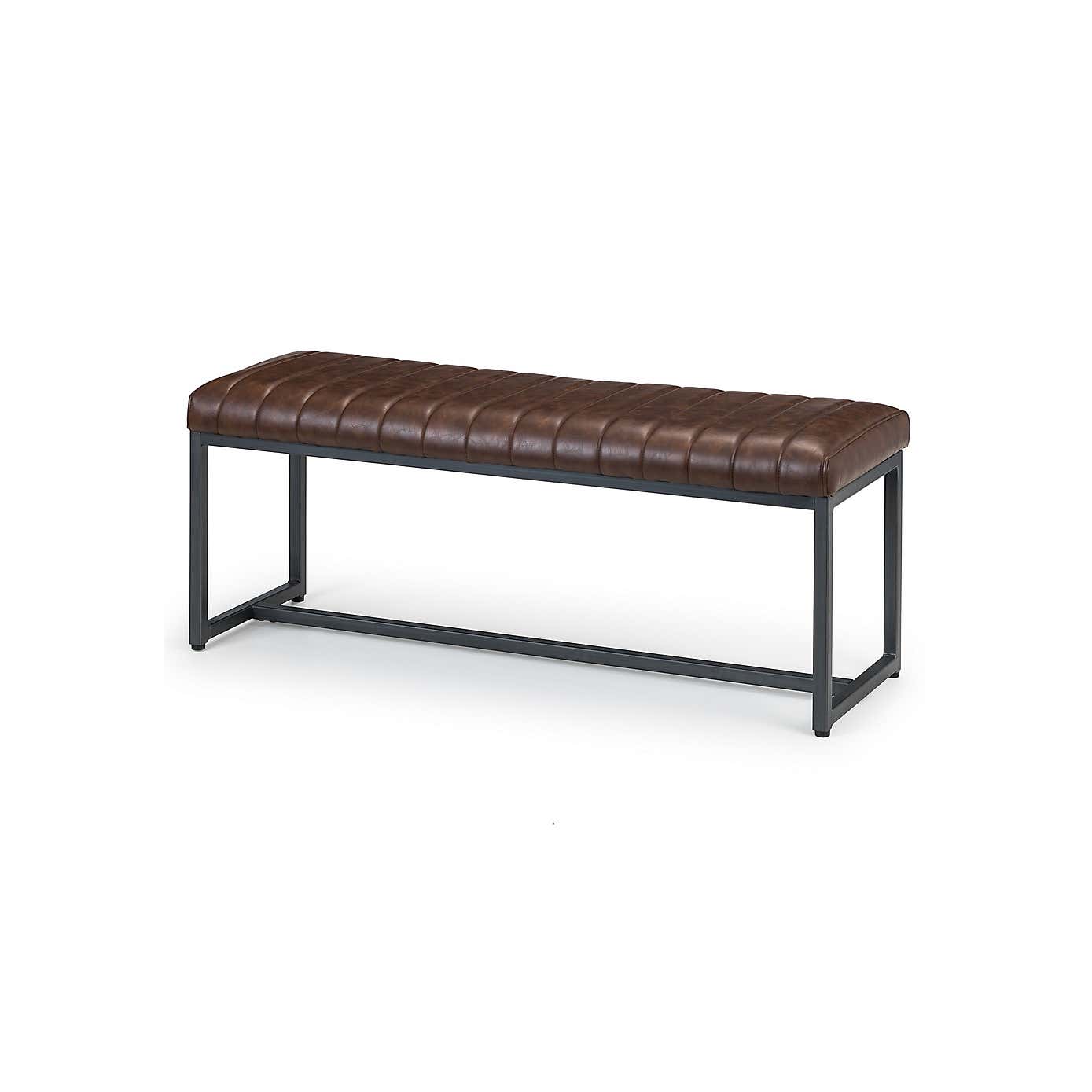 Brooklyn Upholstered Dining Bench Brown Faux Leather