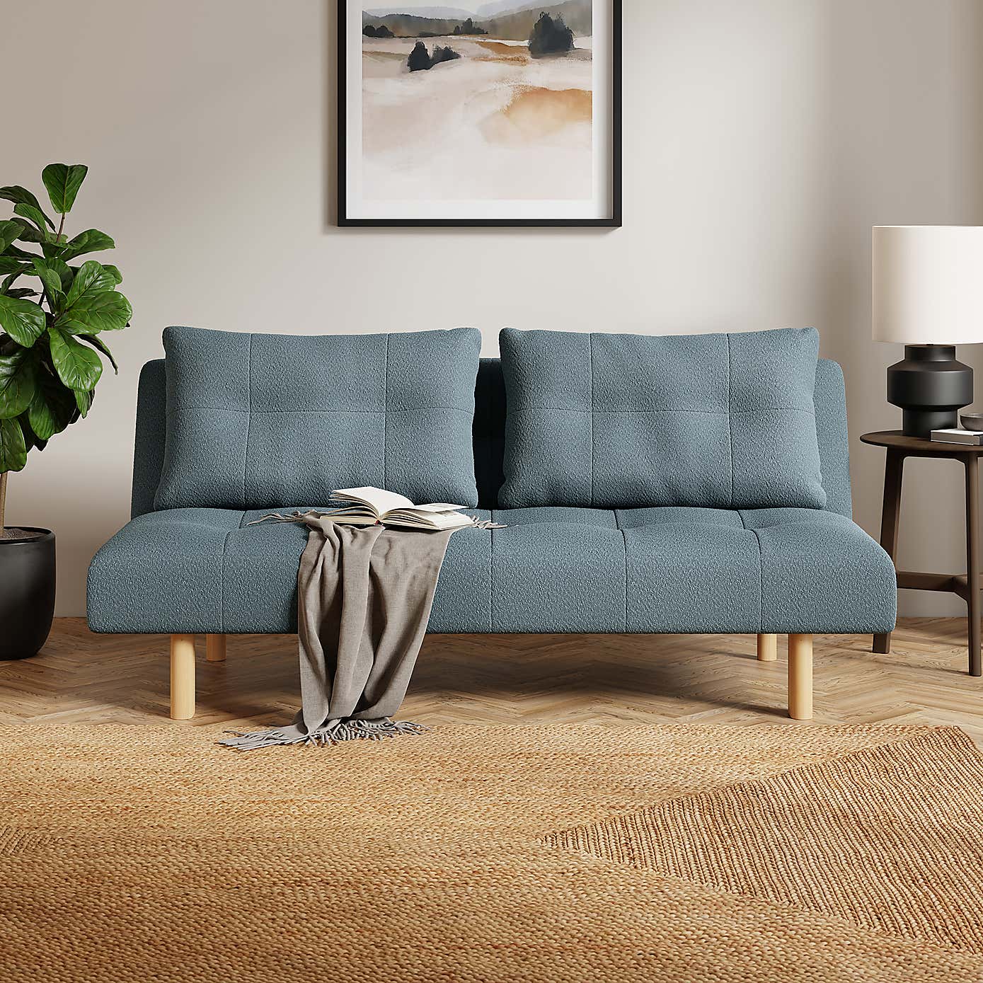 Lottie Boucle Two Tone Clic Clac Double Sofa Bed