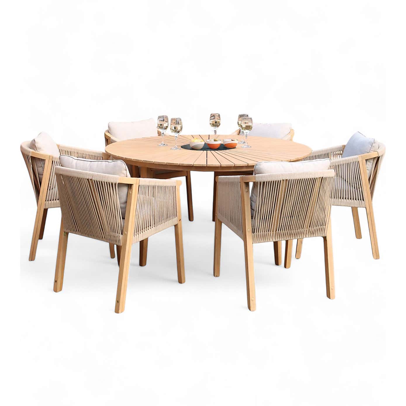 A.Mir Roma 6 Seater Outdoor Dining Set with Black Granite Insert