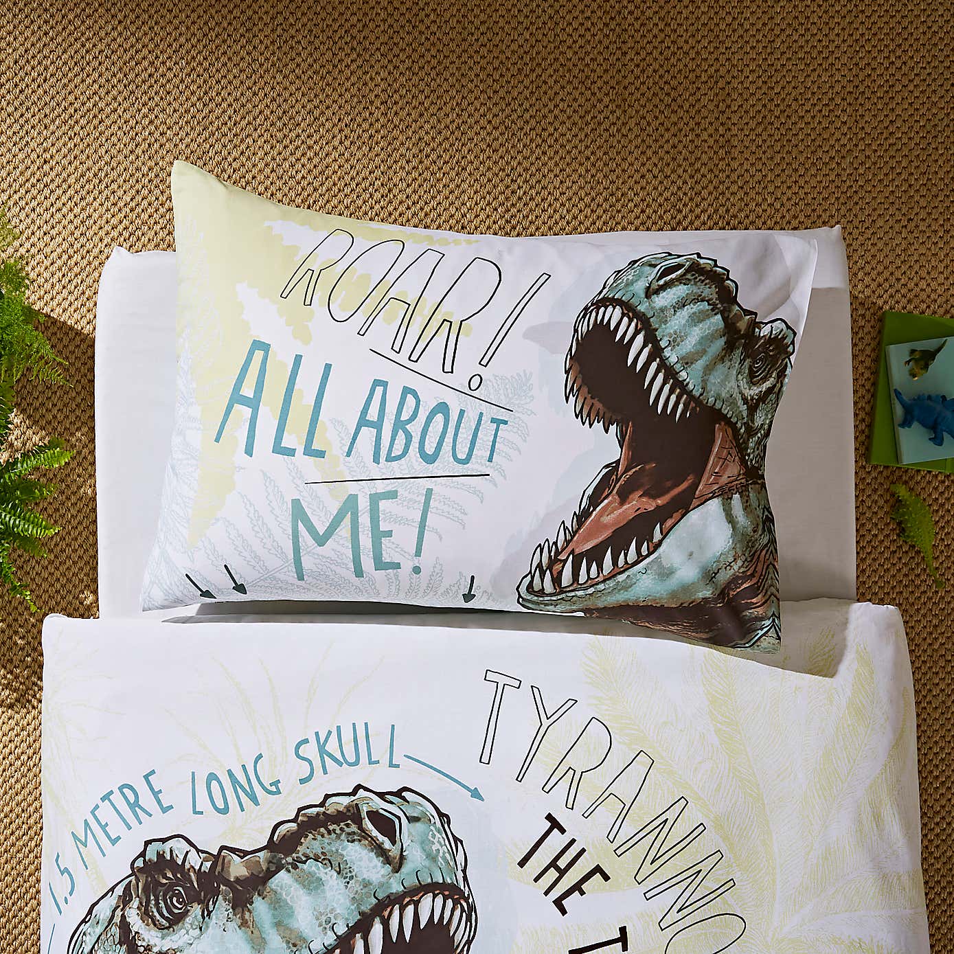 All About T-Rex 100% Cotton Duvet Cover and Pillowcase Set