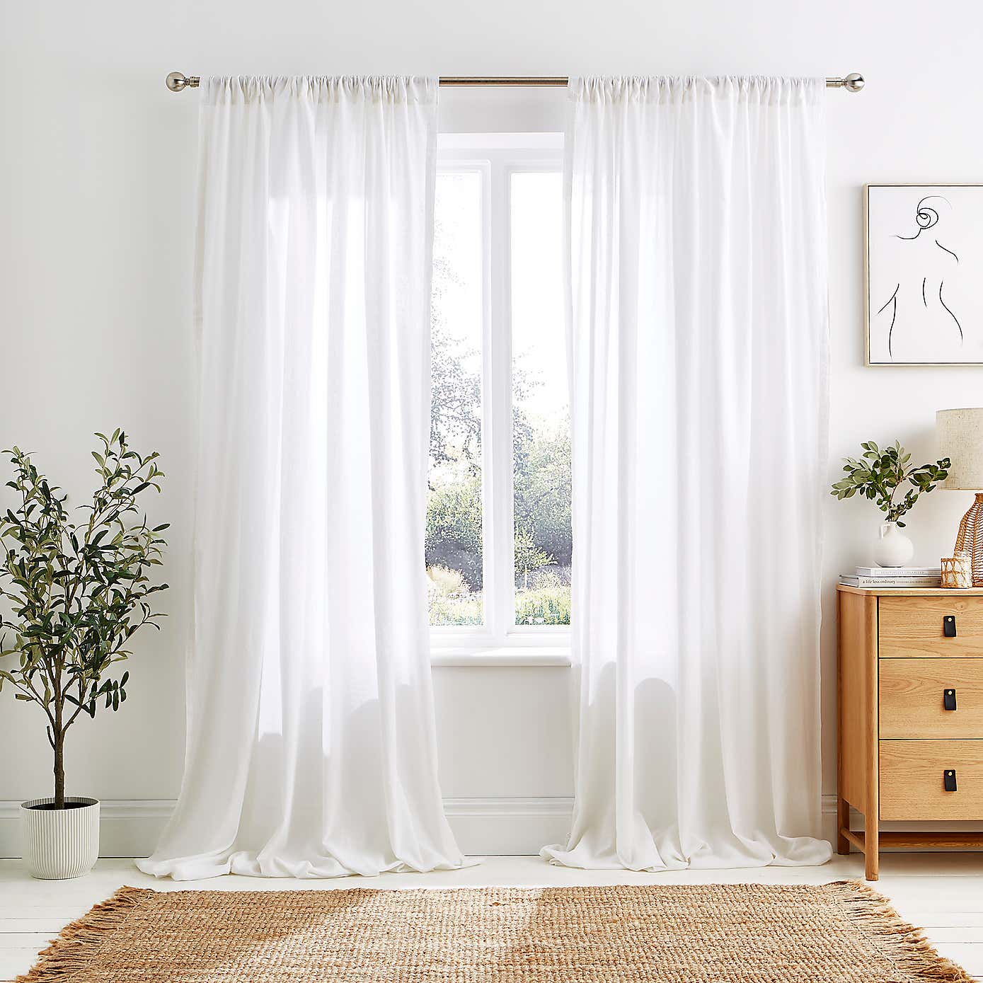 Cotton Linen Slot Top Voile Curtains