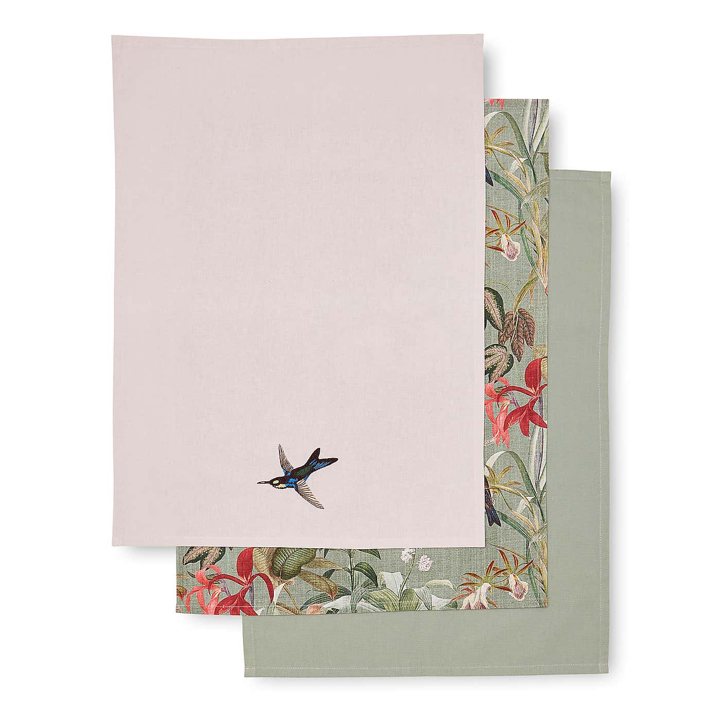Set of 3 Botanical Bird Tea Towels