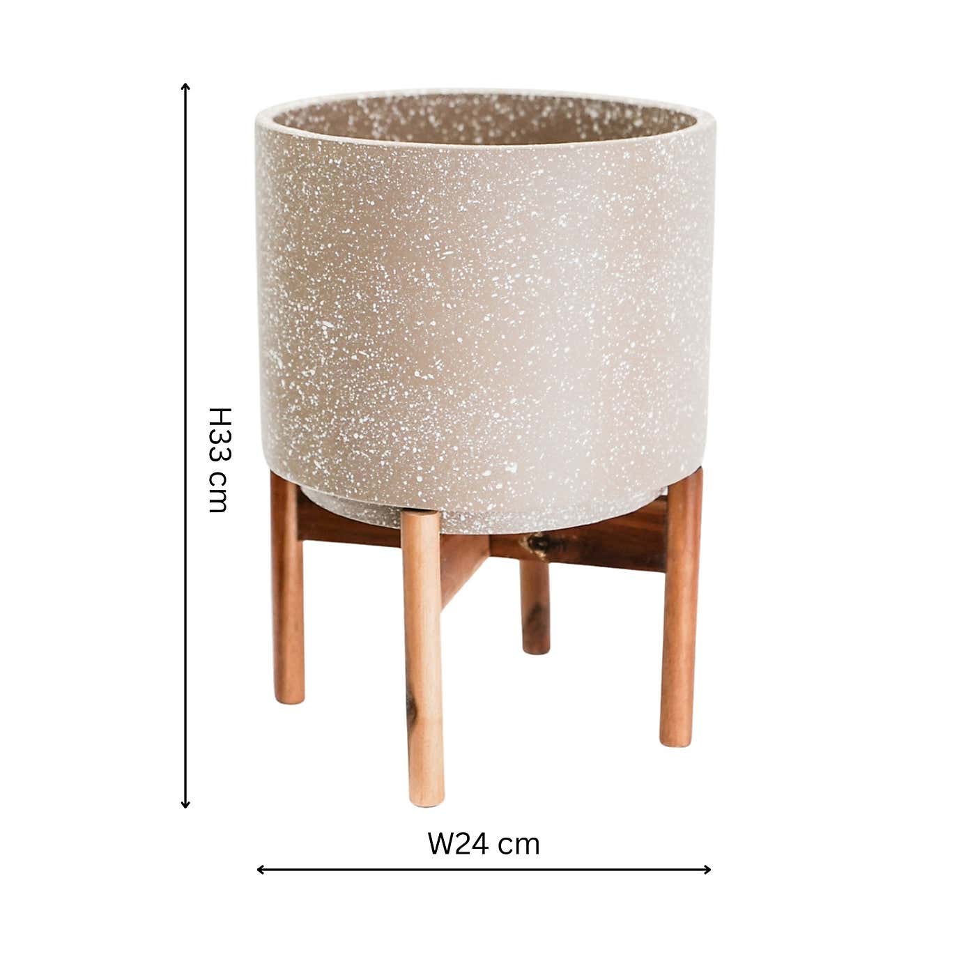 Valetta Speckled Ceramic Plant Pot with Stand