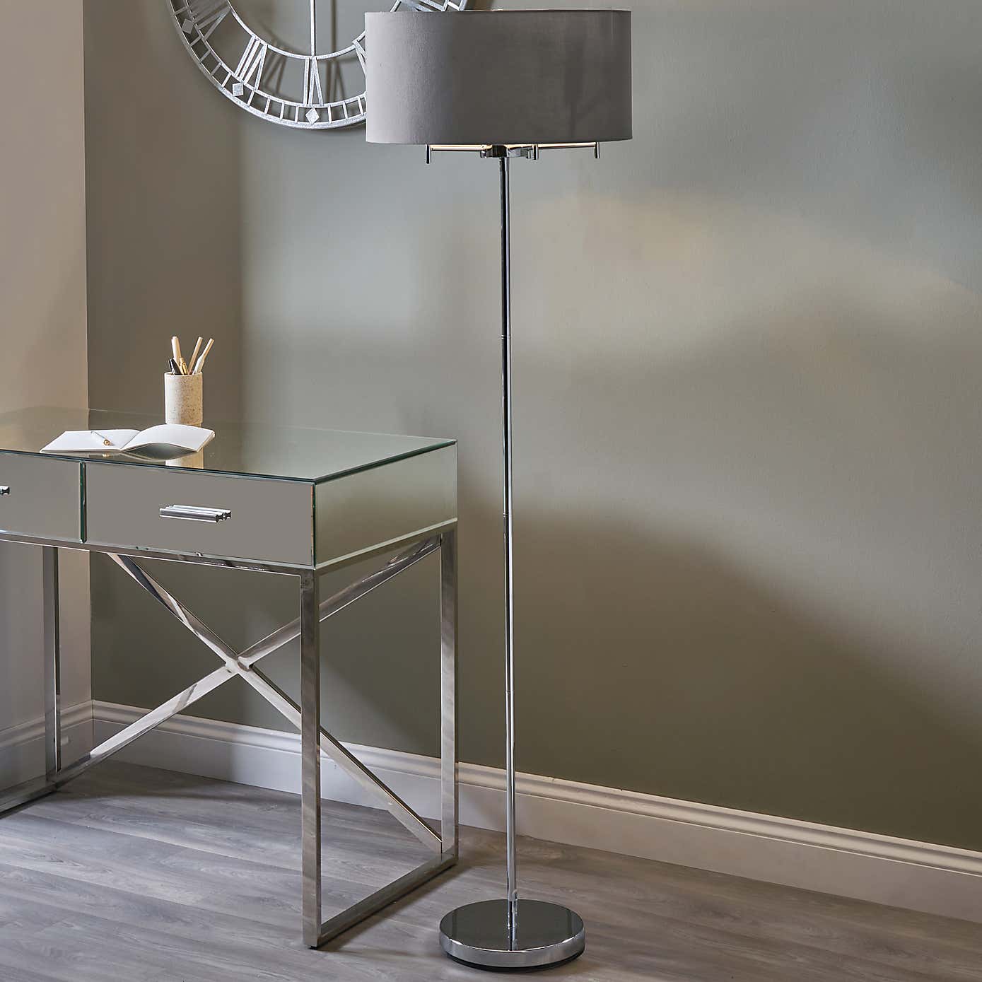 Plaza 5 Light Silver Metal Floor Lamp