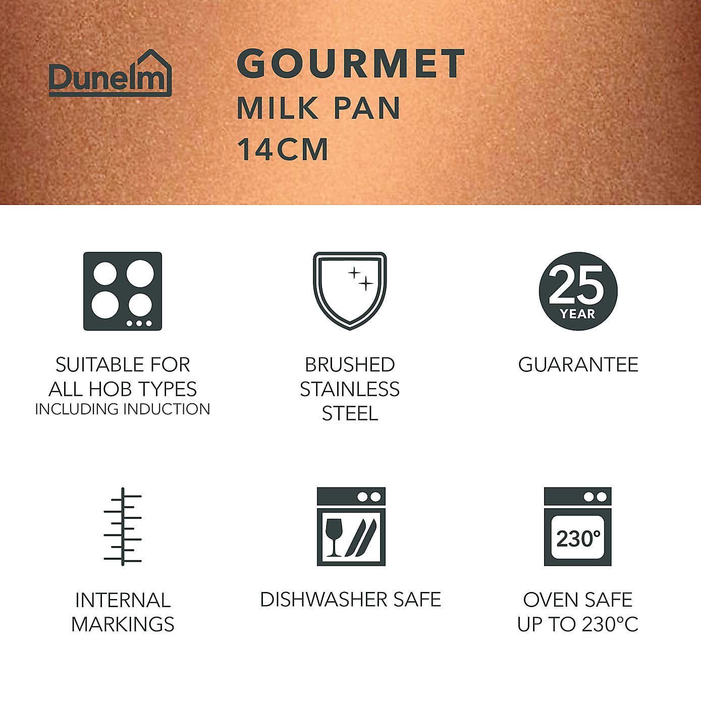 Gourmet Stainless Steel Milk Pan, 14cm