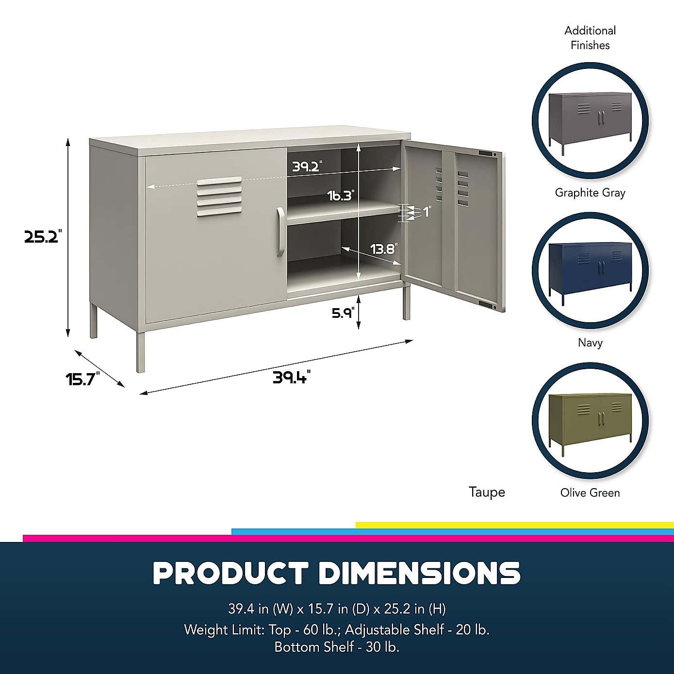 Bradford 2 Door Metal Accent Cabinet