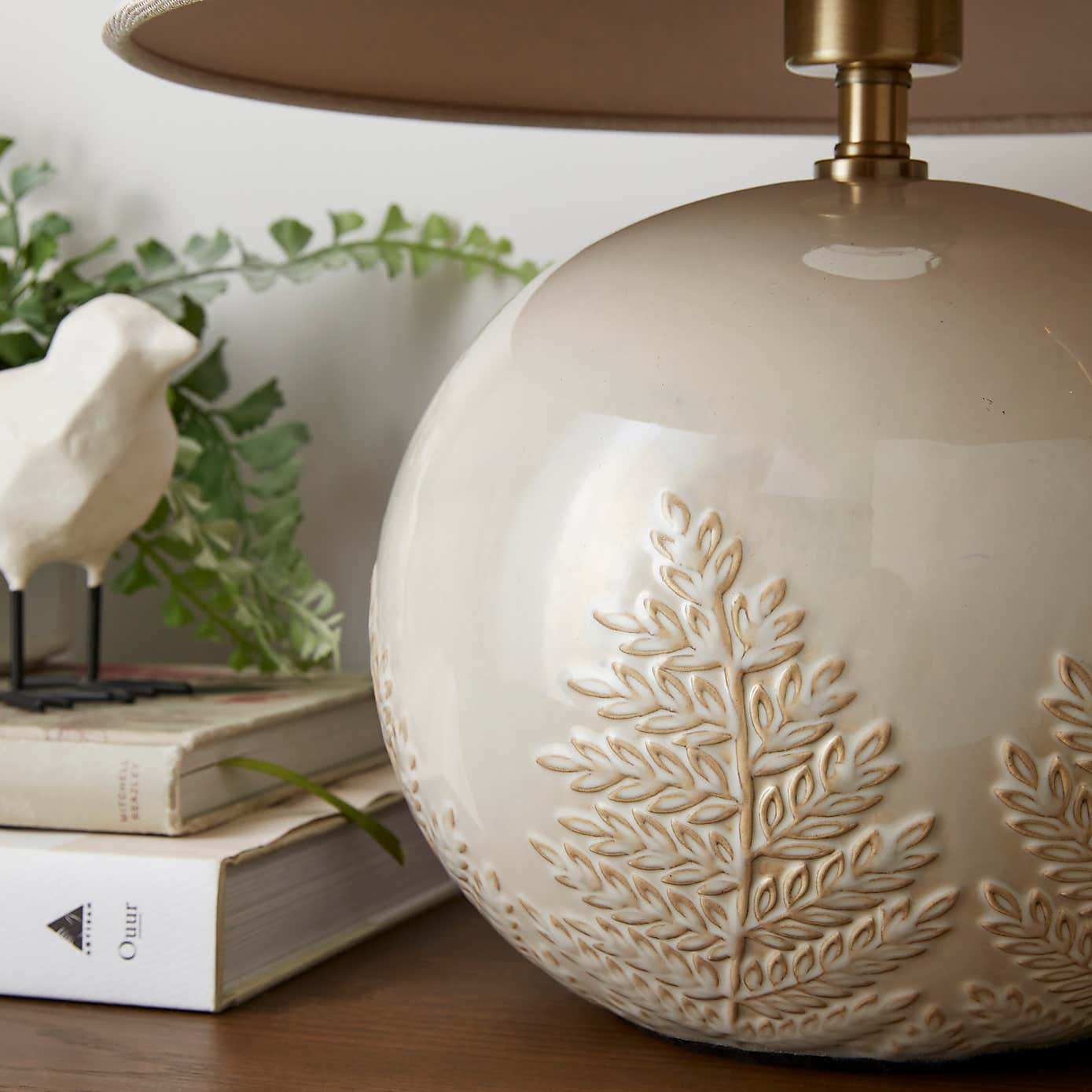 Churchgate Fawsley Fern Embossed Ceramic Table Lamp