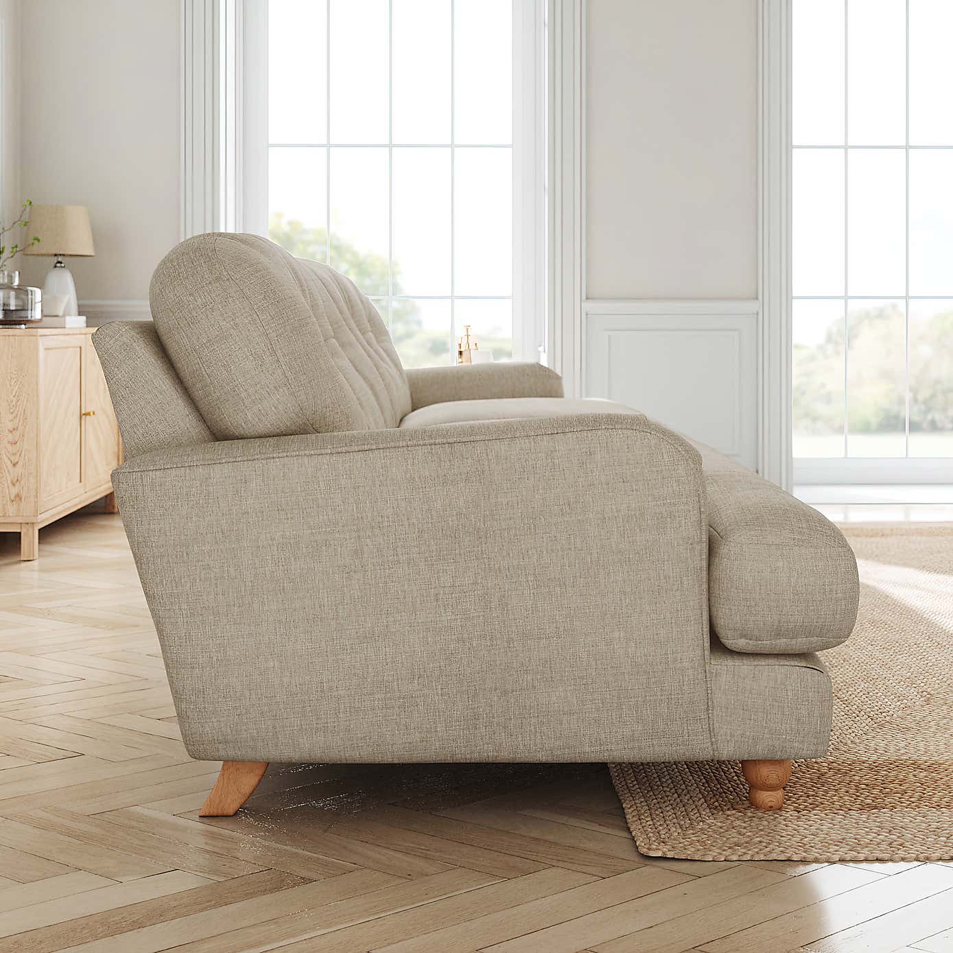 Martha Slub Faux Linen 4 Seater Sofa