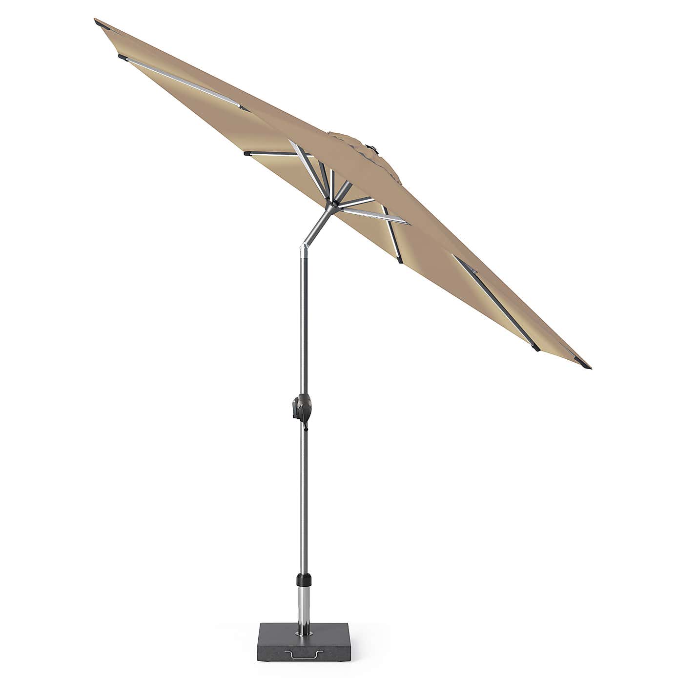 Glow Defender 3m Round Centre Pole Parasol with Rome Polished Black Granite Base