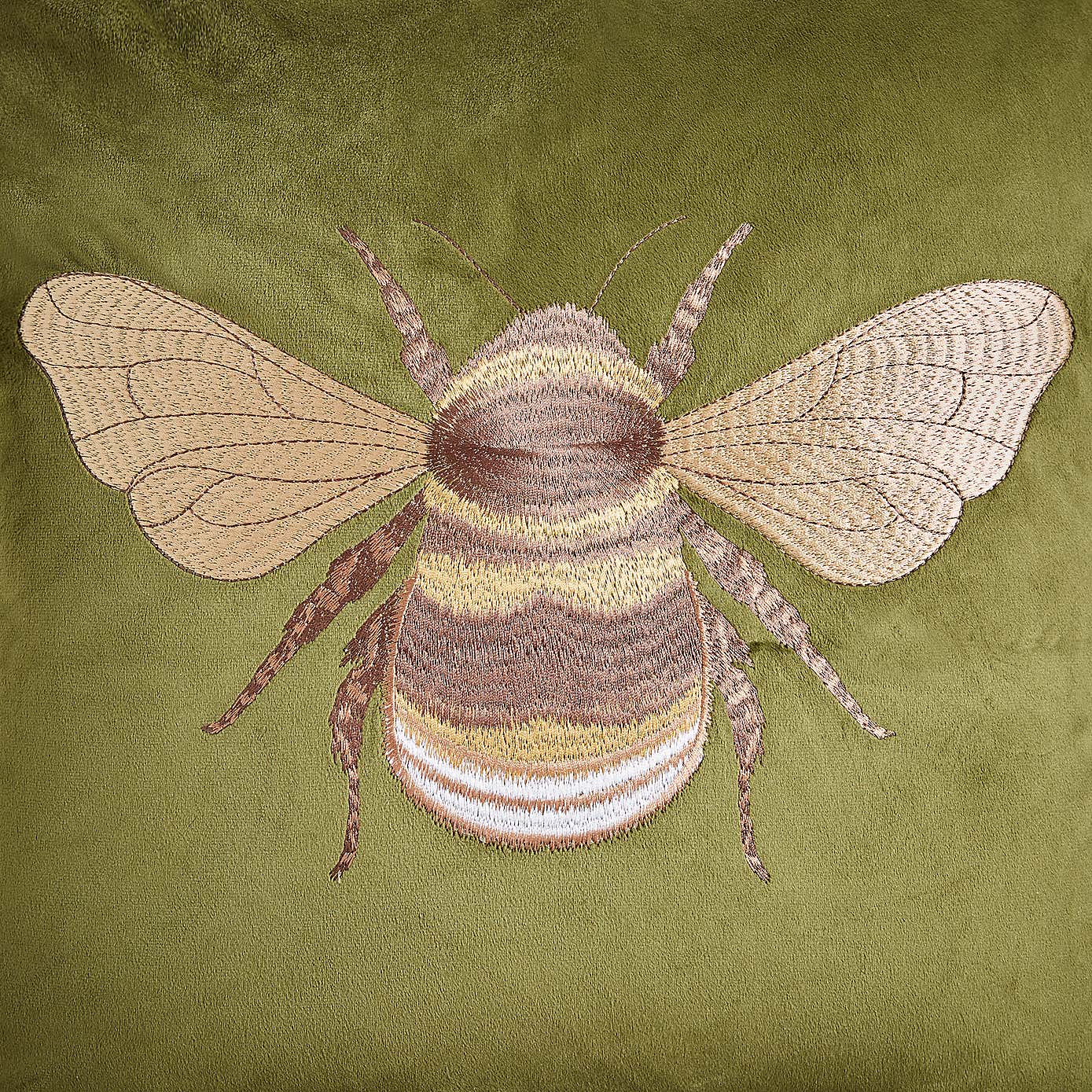 Embroidered Bee Square Cushion