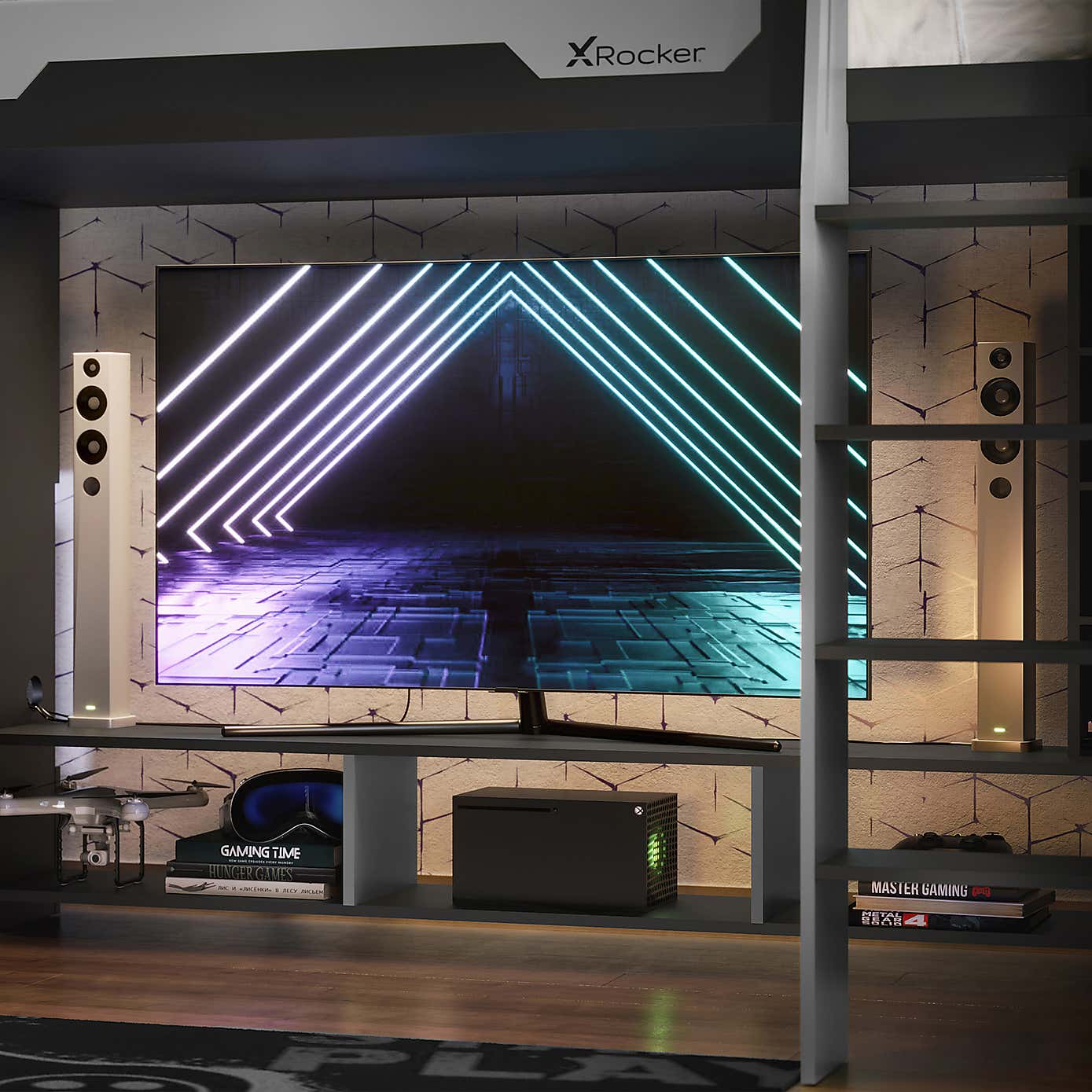 X Rocker Garrison High Sleeper Gaming Bed with Desk