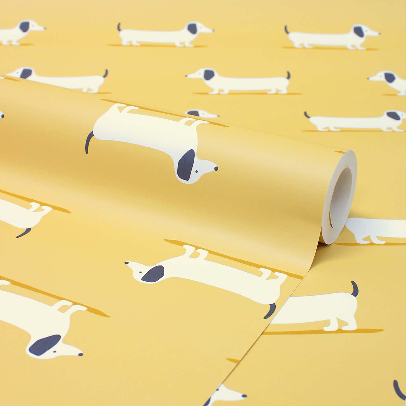 Bertie Sausage Dog Ochre Wallpaper
