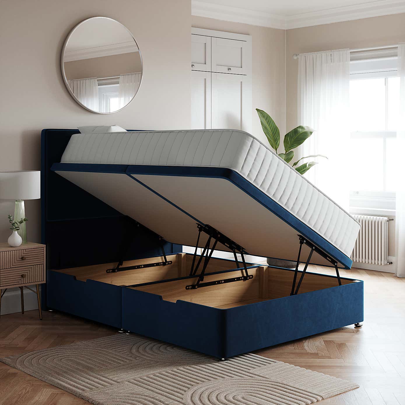 Side Velvet Ottoman Base