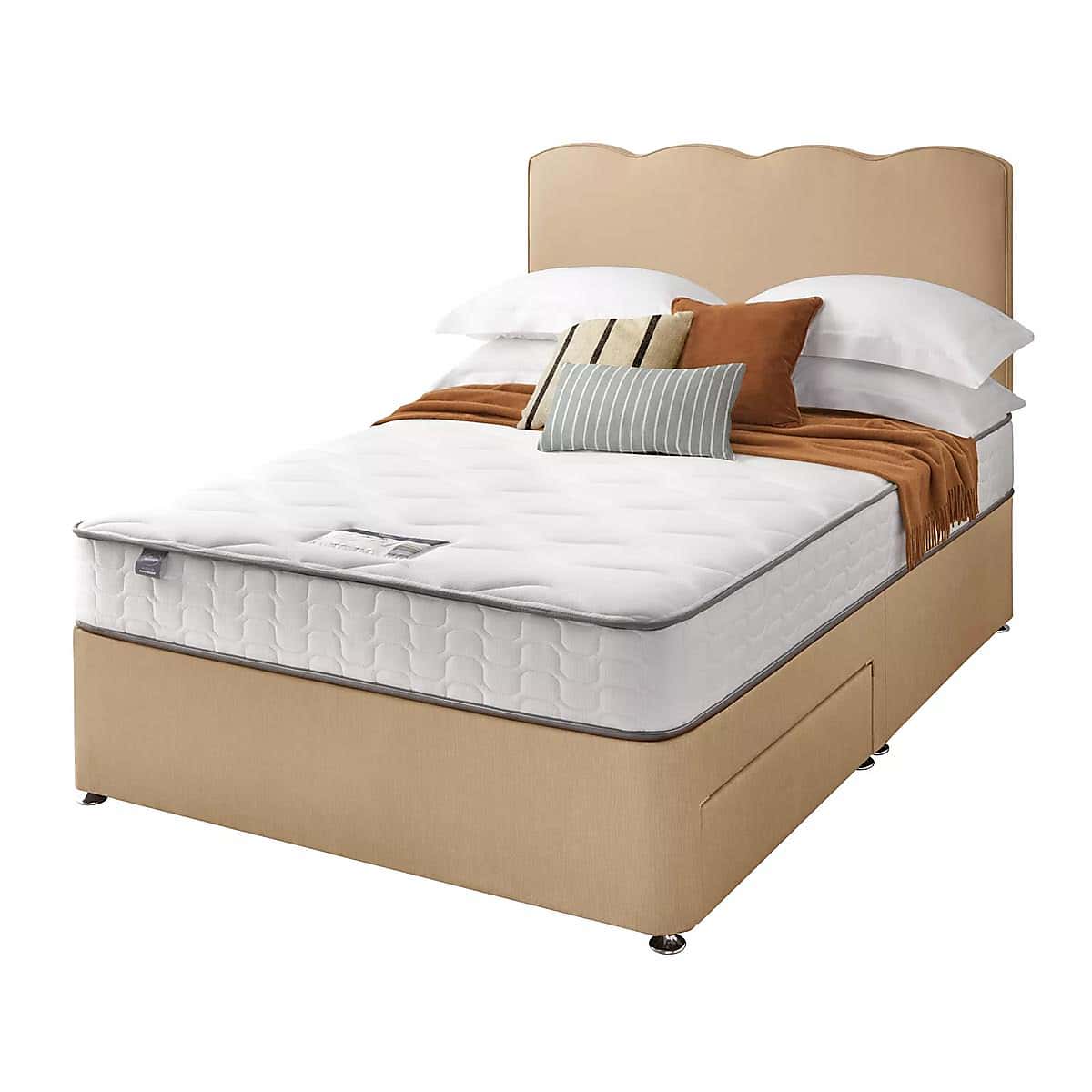 Silentnight 2 Drawer Divan Bed With Fabric Wave Headboard