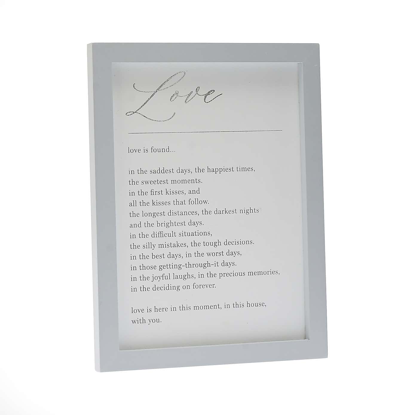 Amore 'Love Is' Verse Plaque