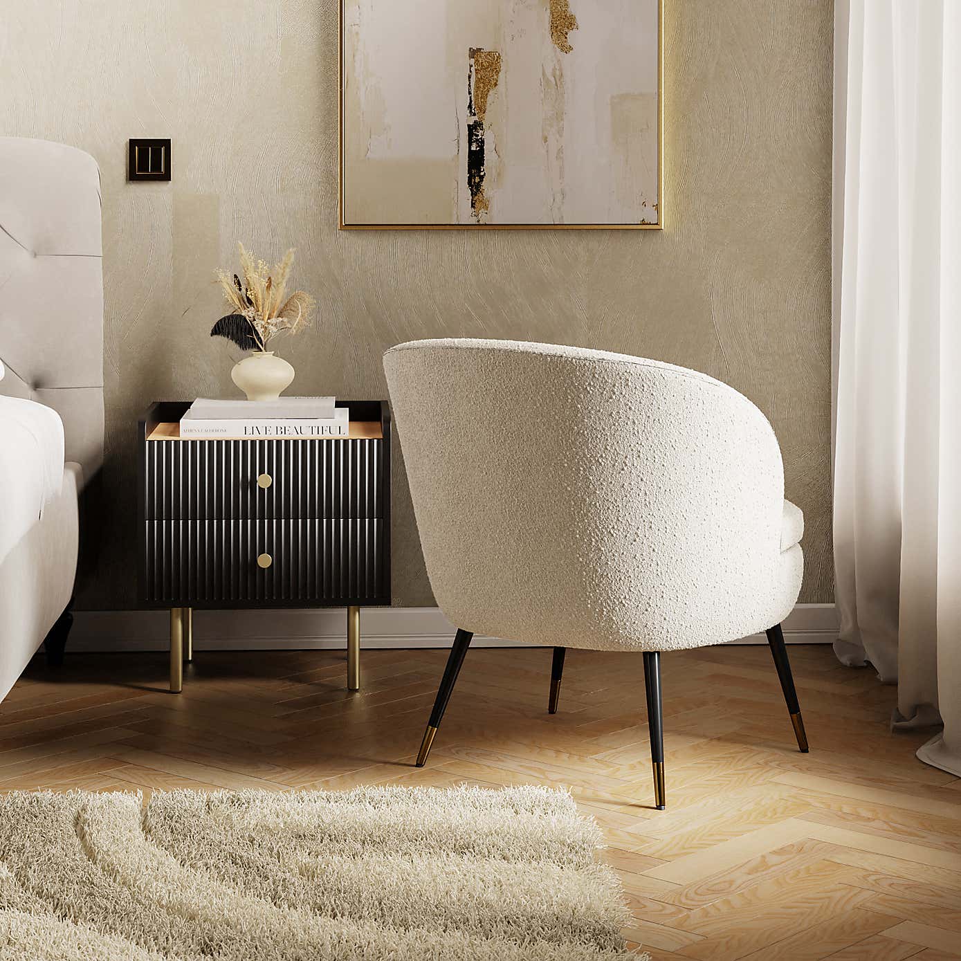 Marcie Luxe Ivory Boucle Cocktail Chair