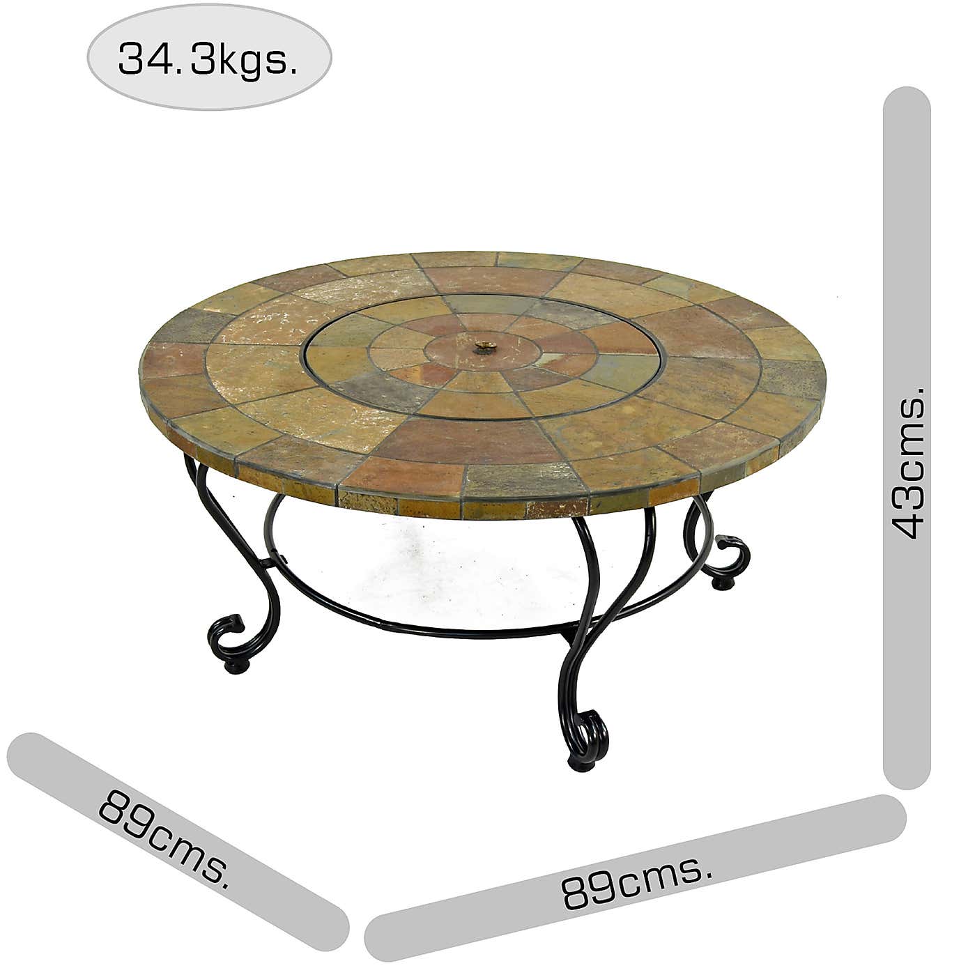 Byron Manor Baltimore Round Firepit Coffee Table with 4 Westfield Lounge Chairs