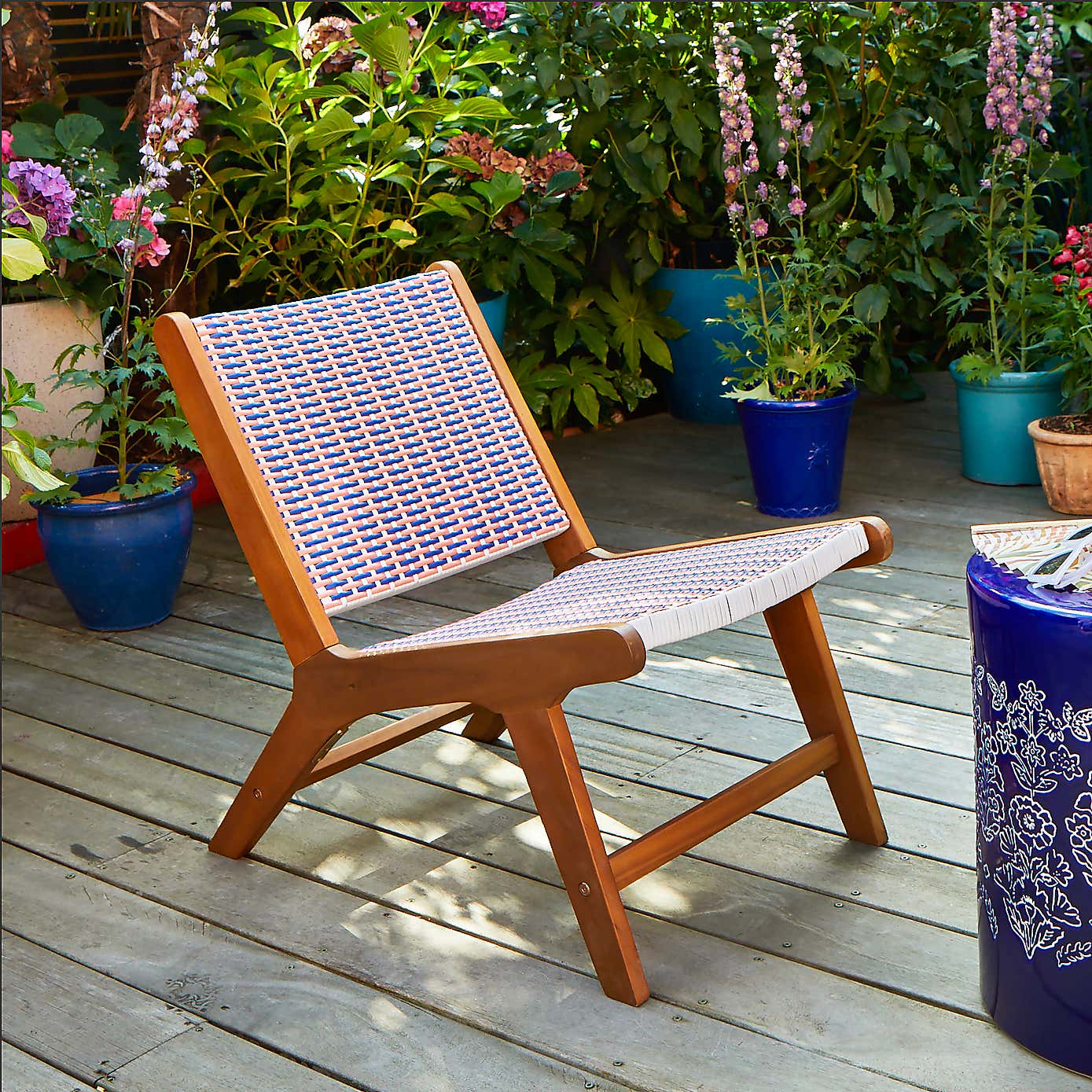 Sophie Robinson Coral & Cobalt Pavilion Deck Chair