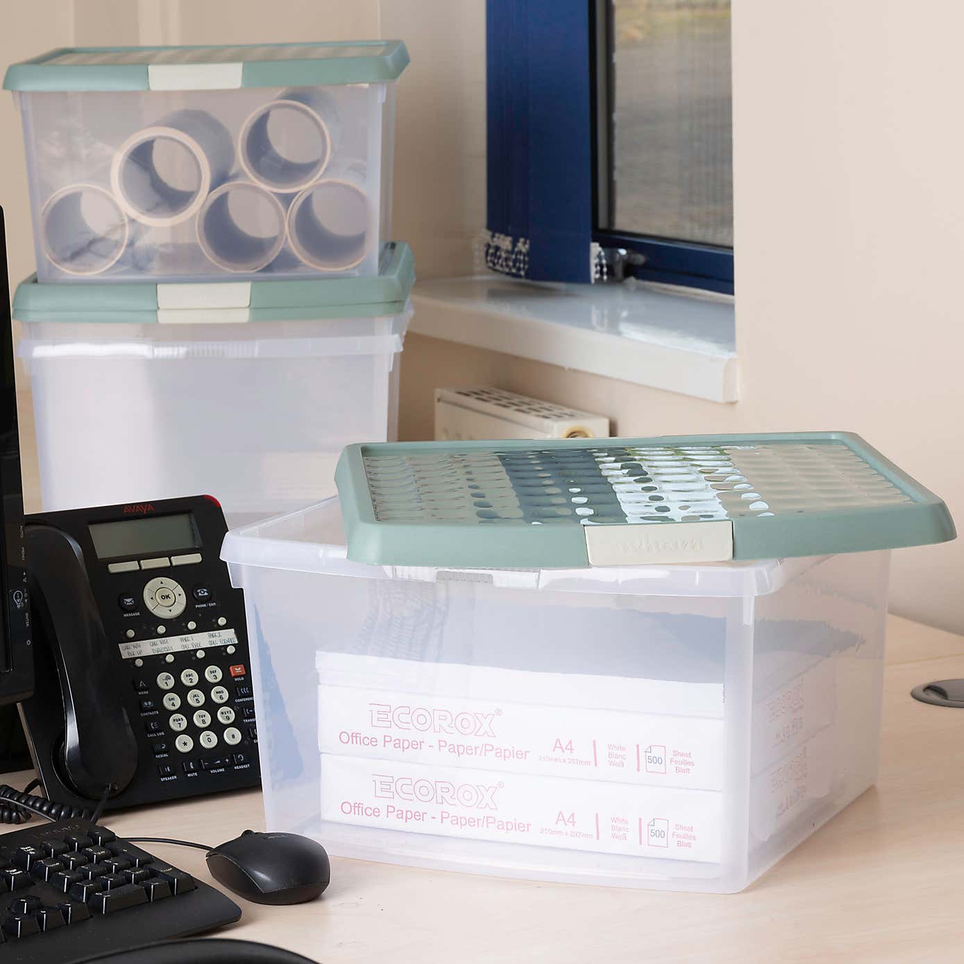 Wham Clip Pack of 4 Square Storage Boxes With Lids