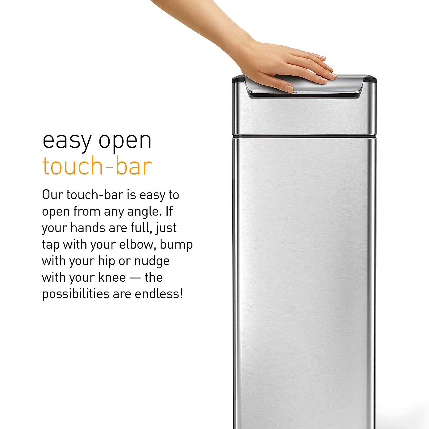 Simple Human 40 Litre Slim touch Stainless Steel Bin