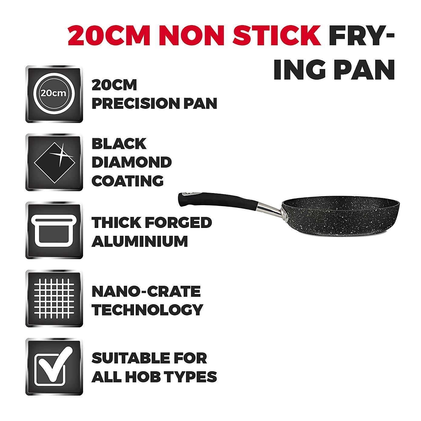 Tower Precision Non-Stick Aluminium Frying Pan, 20cm