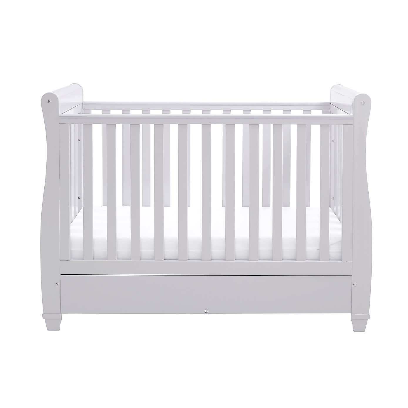 Babymore Eva Sleigh Cot Bed with Drawer