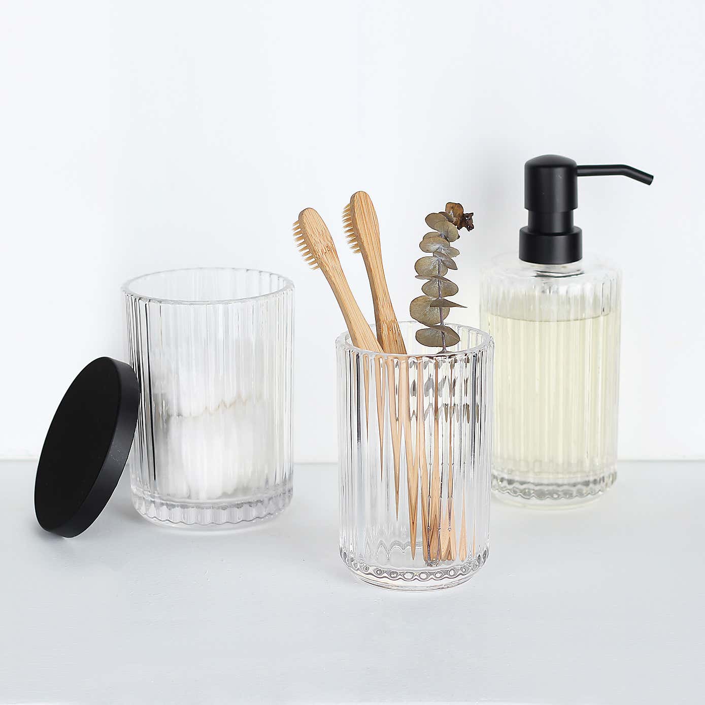 London Ribbed Glass Lotion Dispenser