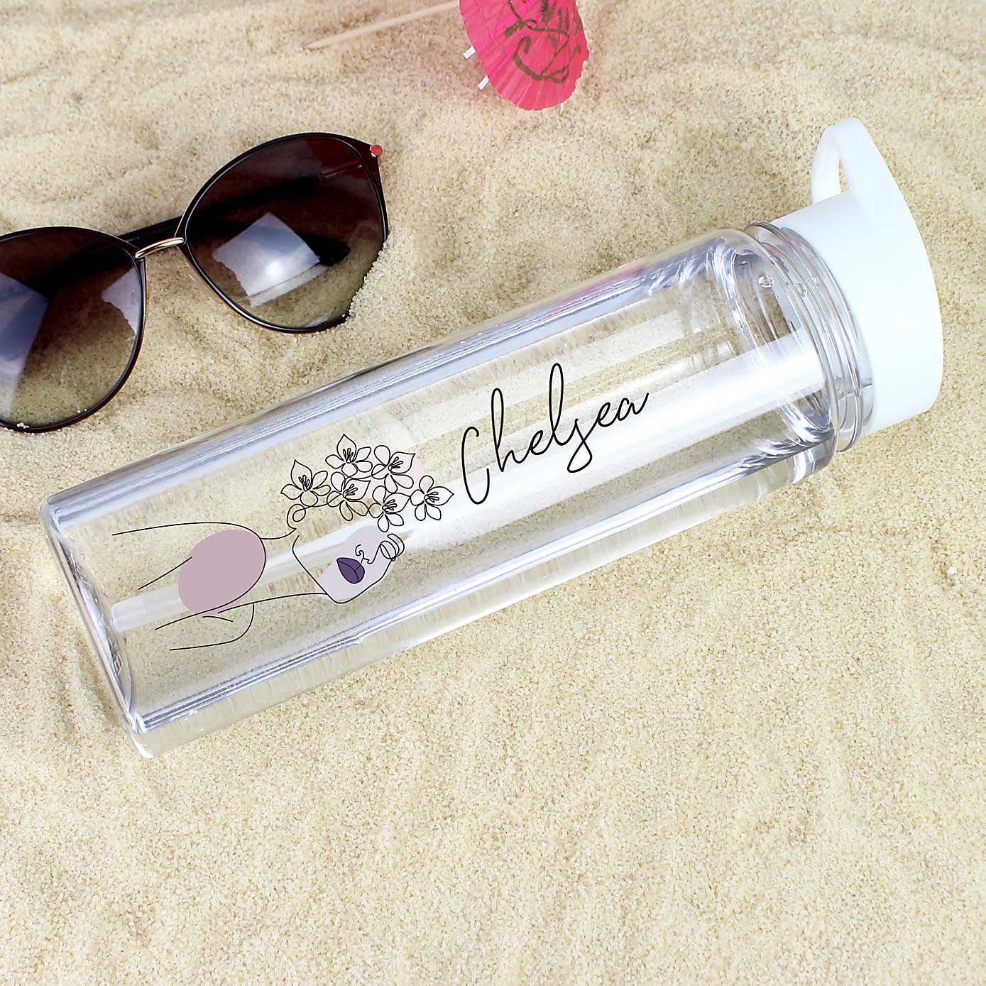 Personalised Natalia Line Art Drinks Bottle