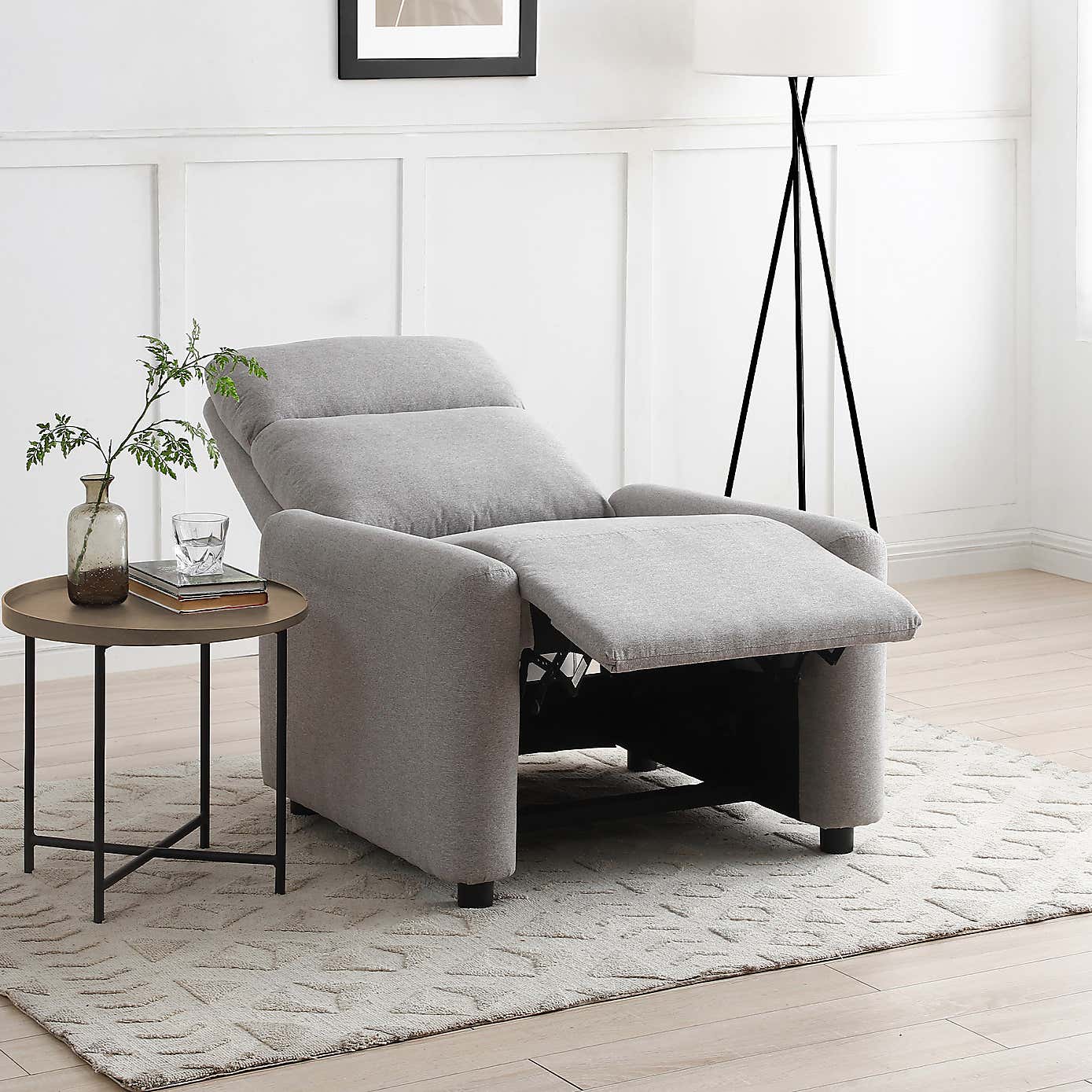 Riley Faux Wool Recliner Chair, Grey