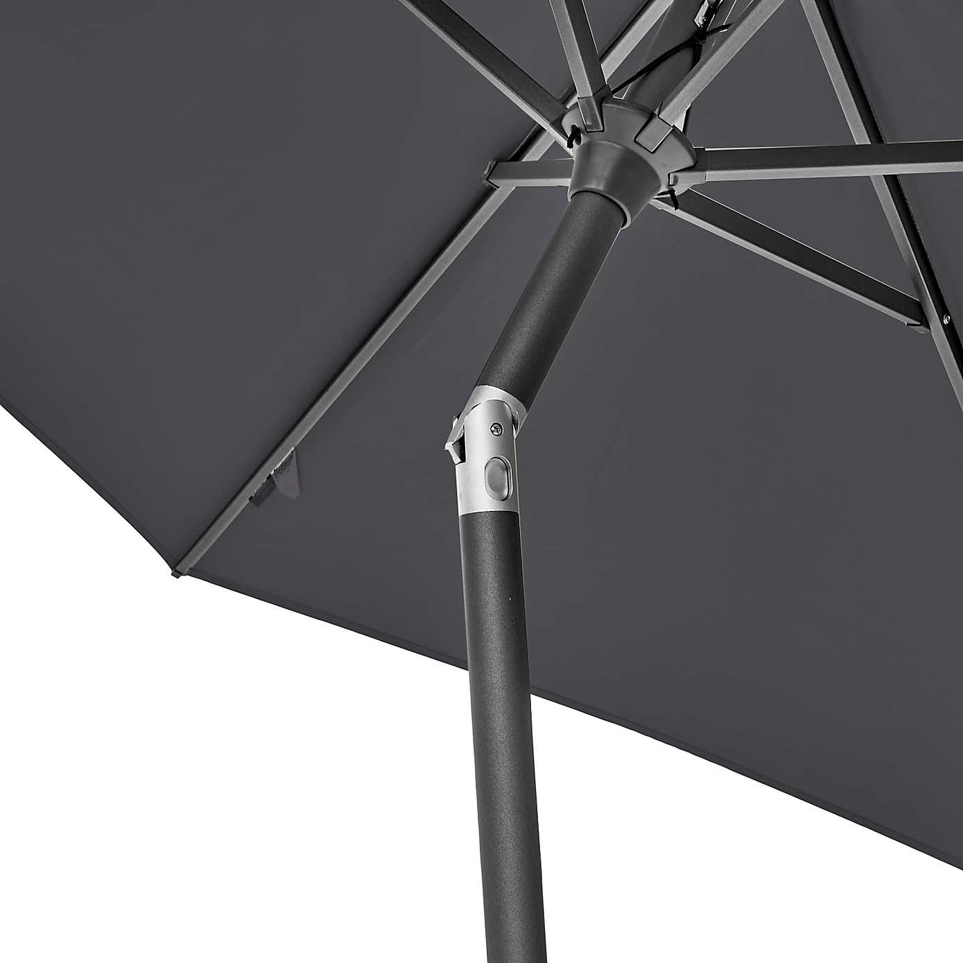 Riva 2.5m Round Parasol with Rome Polished Black Granite Base