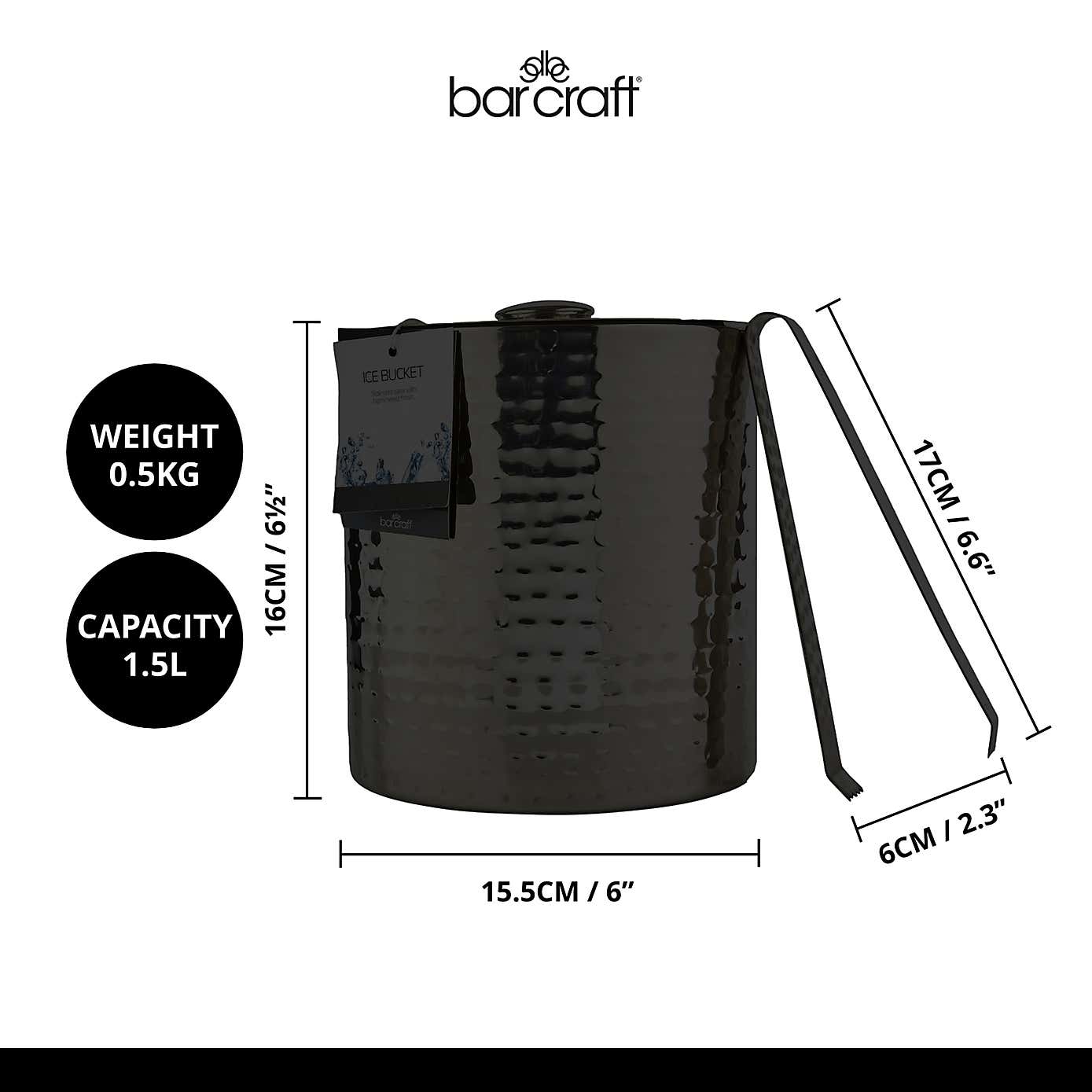 BarCraft Hammered Ice Bucket