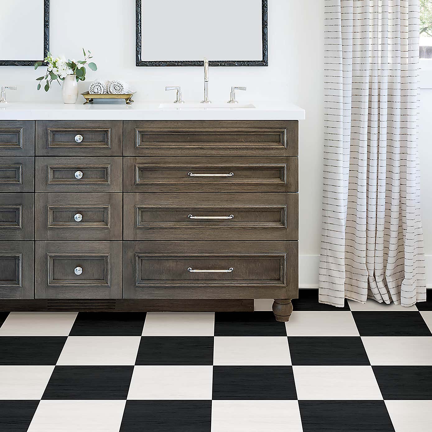 Lawrence Black & White Peel and Stick Floor Tiles